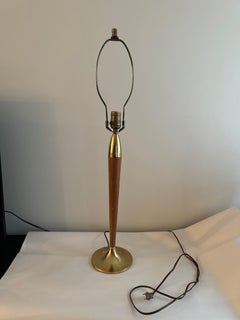 Mid-Century Modern Walnut and Brass Table Lamp, USA, Circa 1960s