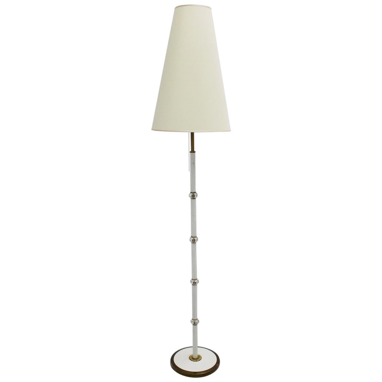Lampadaire vintage en laiton et blanc, années 1940, Italie
