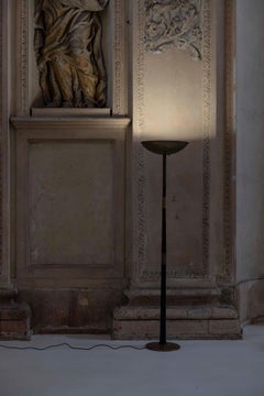 Mid-Century Modern Brass and Wood Floor Lamp, Attributed to Borsani