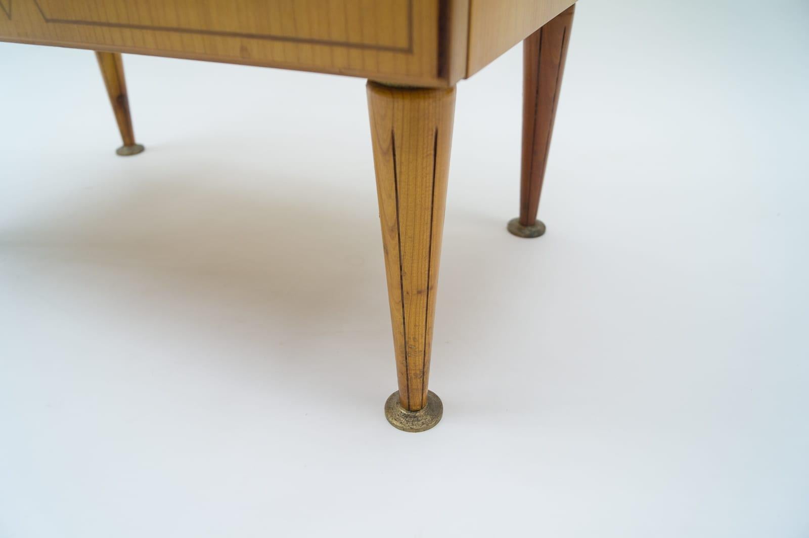 Mid-Century Modern Brass and Wood Nightstands, 1950s, Set of 2 For Sale 5