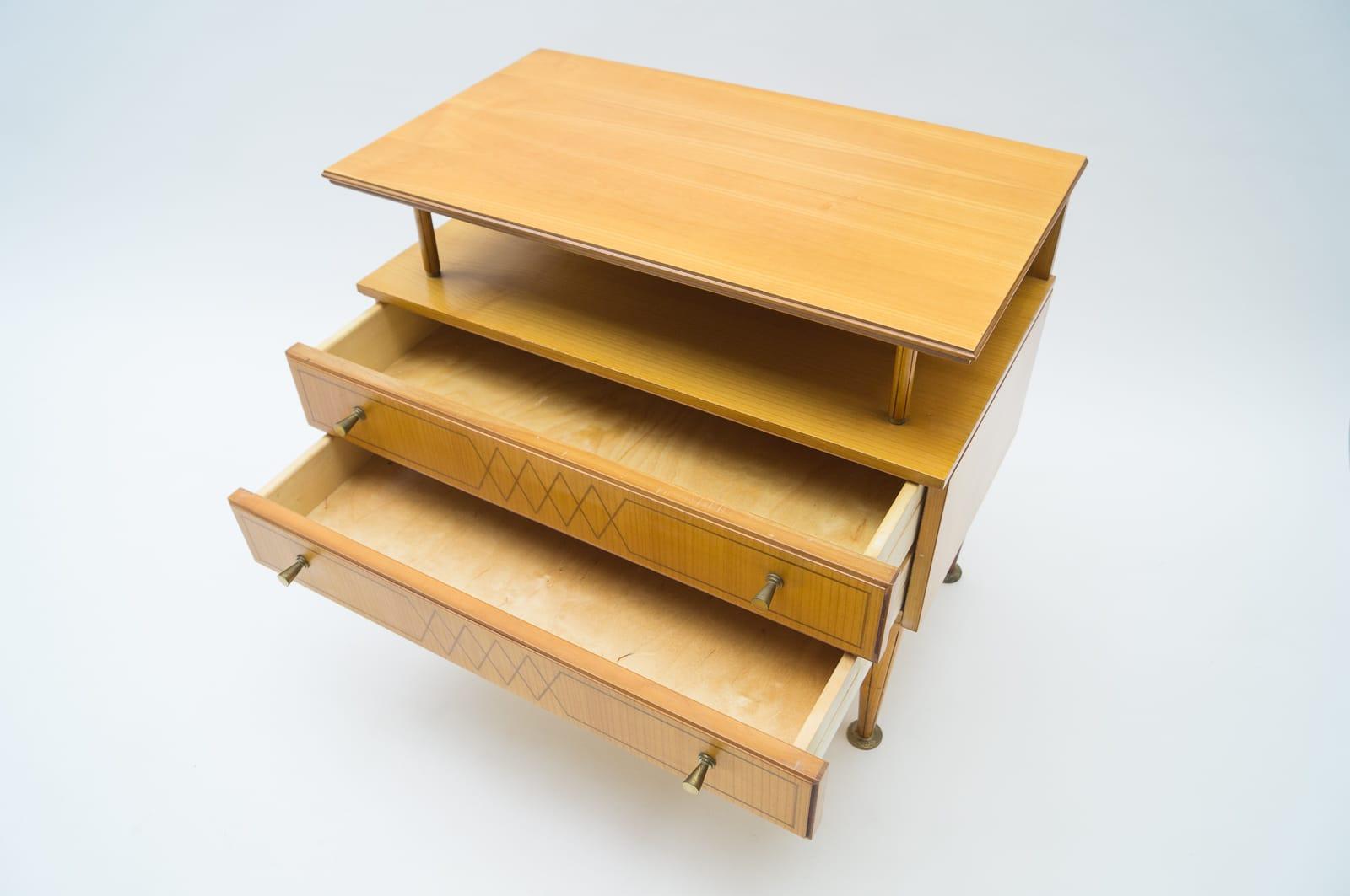Tables de nuit en laiton et Wood Modernity, années 1950, ensemble de 2 en vente 4