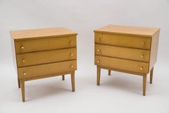Mid-Century Modern Brass and Wood Nightstands, 1950s, Set of 2