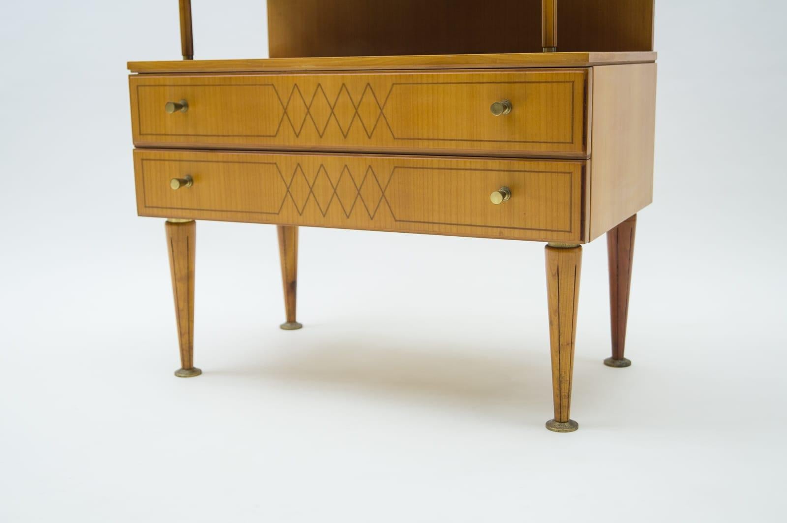 Mid-Century Modern Brass and Wood Nightstands, 1950s, Set of 2 For Sale 3