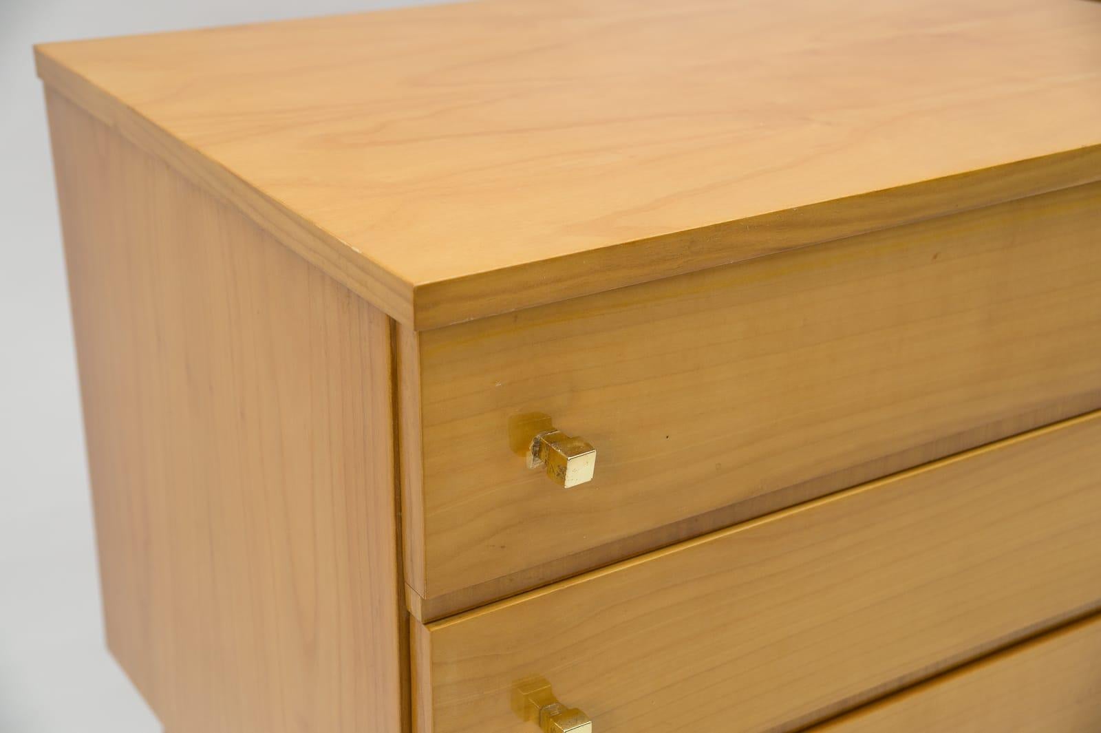 Mid-Century Modern Brass and Wood Nightstands, 1950s, Set of 2 For Sale 2