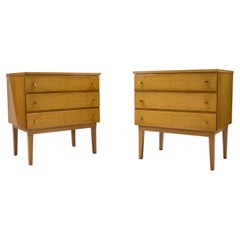  Mid-Century Modern Brass and Wood Nightstands, 1950s, Set of 2