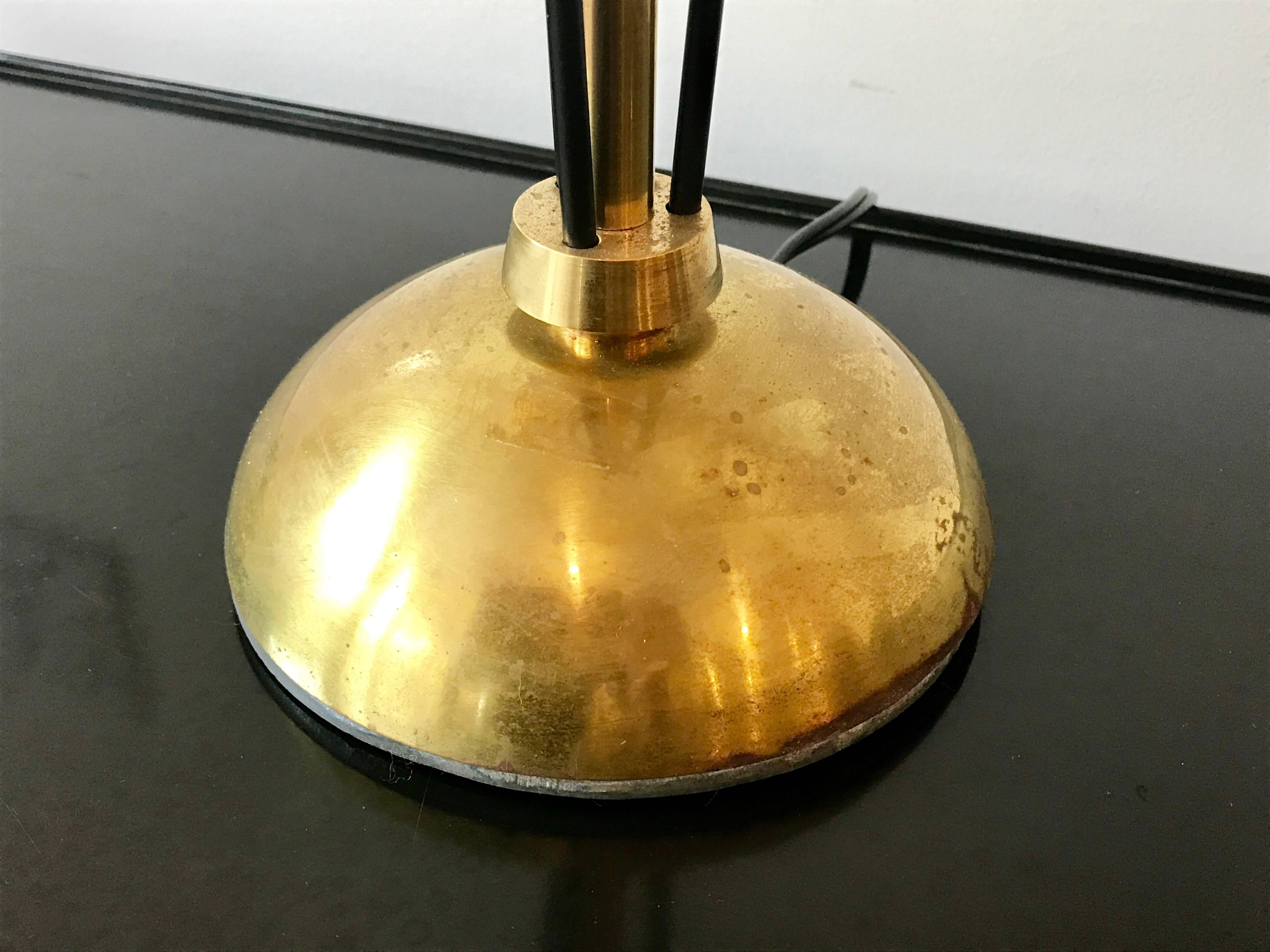 Mid-Century Modern Industrial Brass and Wrought Iron Table Lamp, 1950's In Good Condition For Sale In Bedford Hills, NY