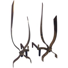 Mid-Century Modern Brass Andirons Mid-Century Modern Brass Andirons