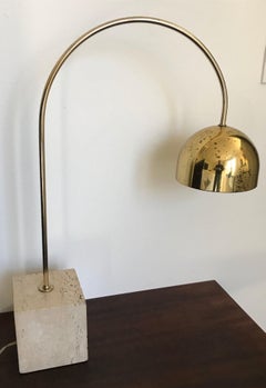 Mid-Century Modern Brass Arc Table Lamp by Harvey Guzzini, Italy
