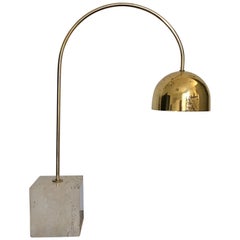 Mid-Century Modern Brass Arc Table Lamp by Harvey Guzzini, Italy