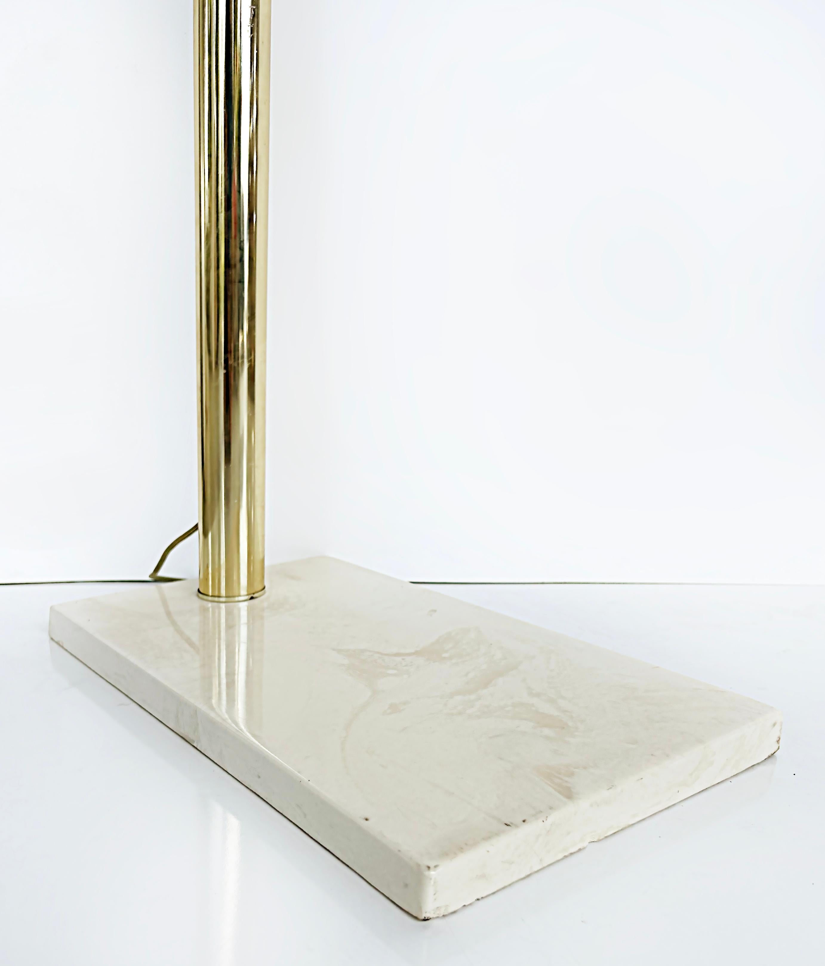Mid-Century Modern Mid-century Modern Brass Arched Floor Lamp, Marble Base For Sale