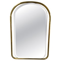Mid-Century Modern Arched Wall Mirror with Brass Frame, 24.5\"
