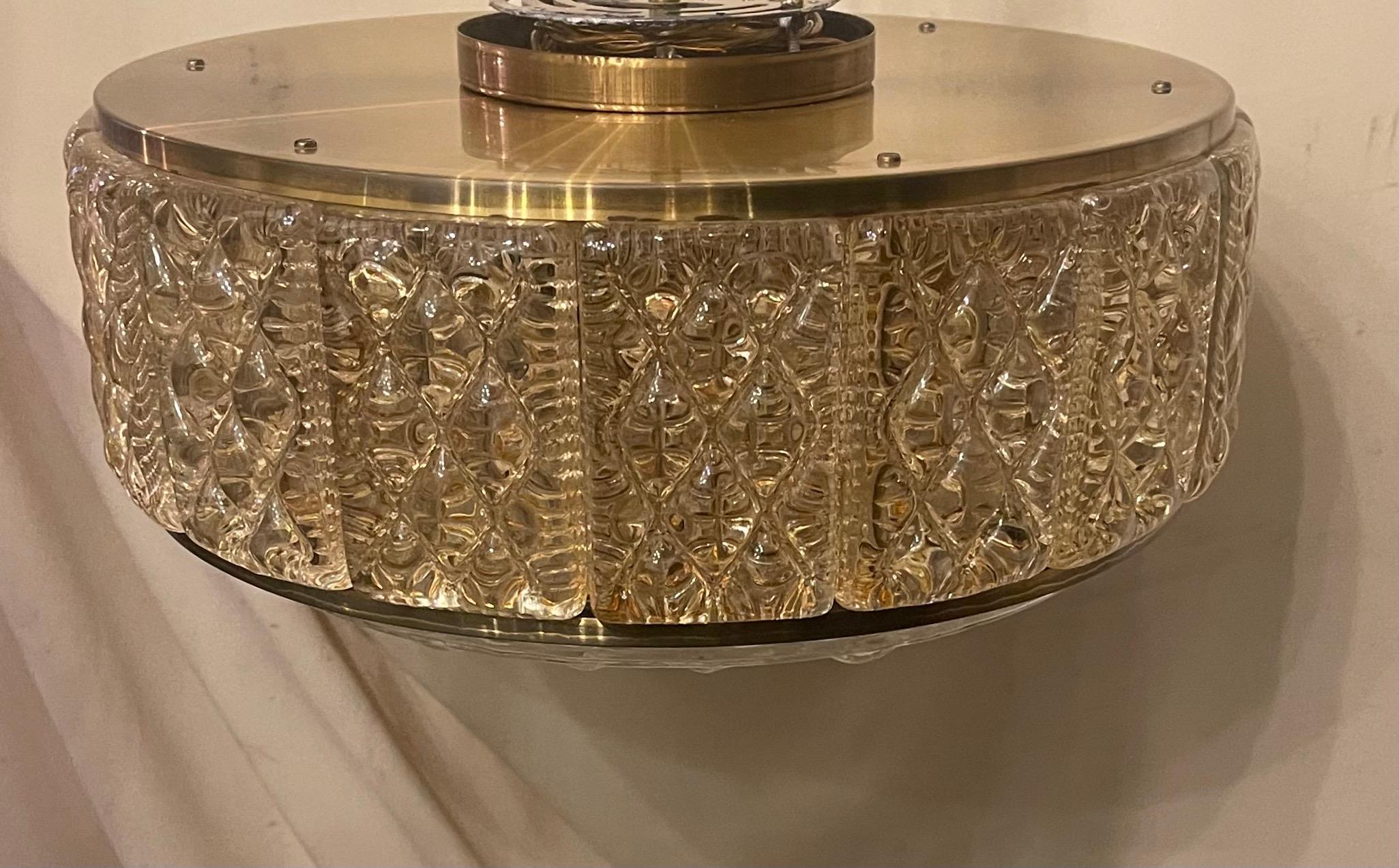Luminaire encastré moderne en laiton et verre d'art Carl Fagerlund Orrefors Bon état - En vente à Roslyn, NY