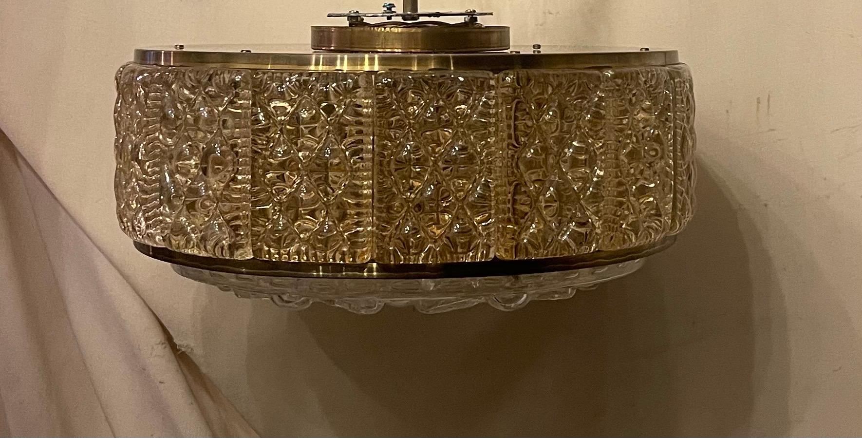 Laiton Luminaire encastré moderne en laiton et verre d'art Carl Fagerlund Orrefors en vente