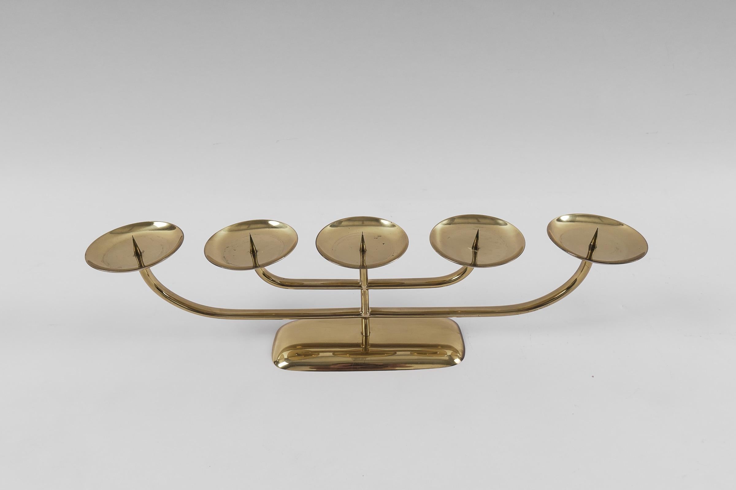 Mid-Century Modern Brass Austrian Brass Candelabra, 1950s For Sale 3