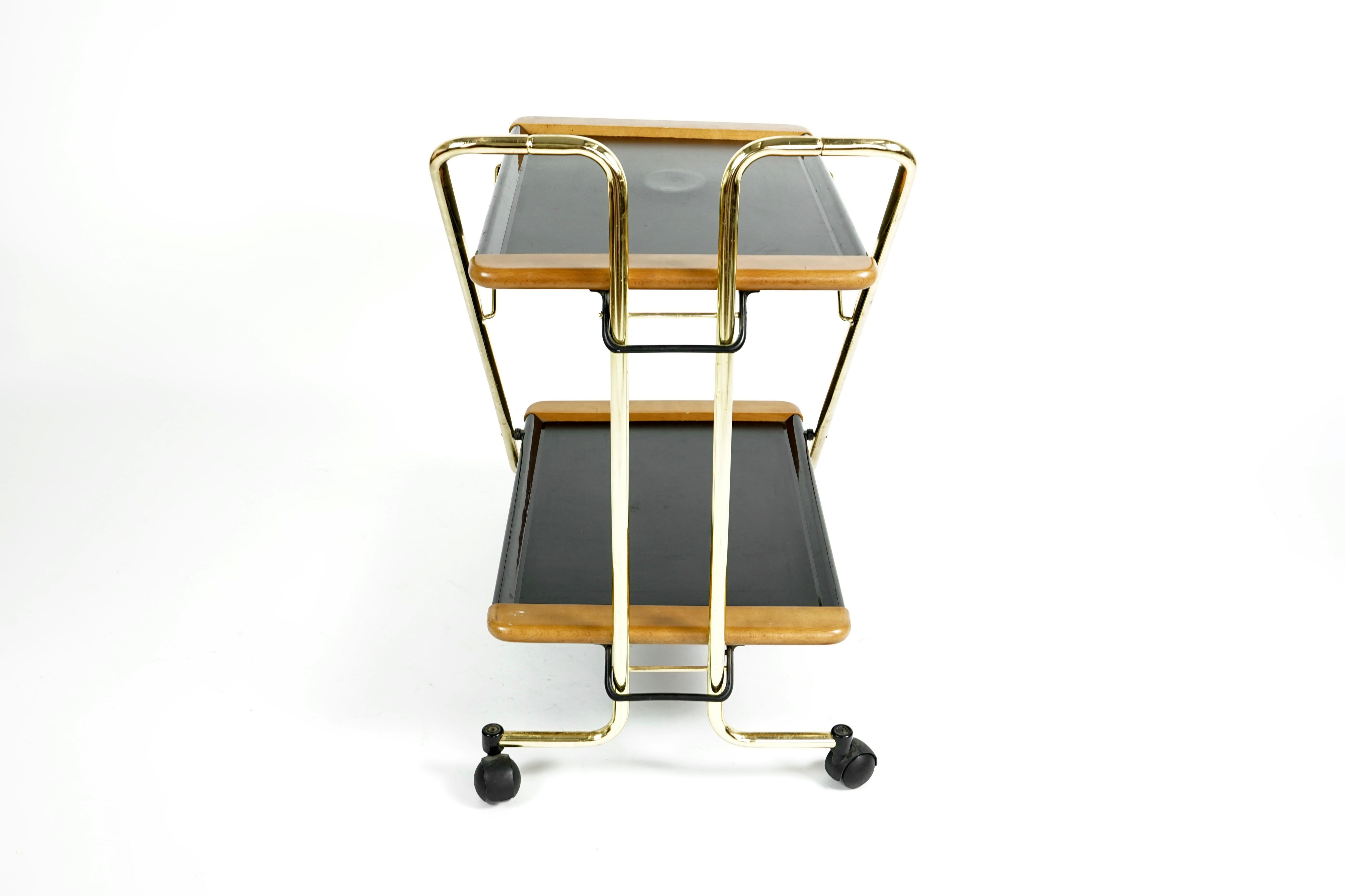 Italian Mid-Century Modern Brass Bar Cart, 1960s For Sale
