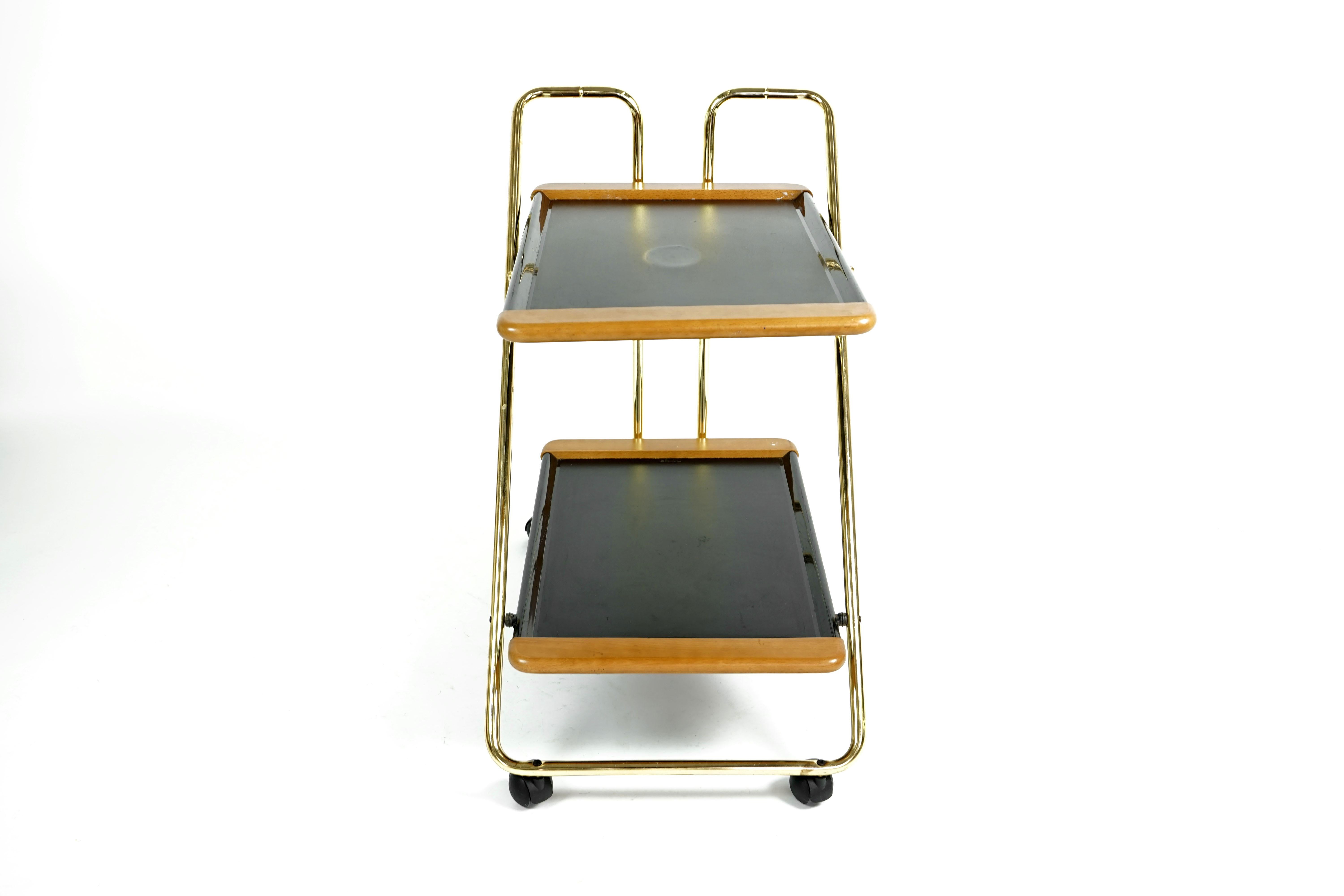 Mid-Century Modern Brass Bar Cart, 1960s In Fair Condition For Sale In Vienna, Austria