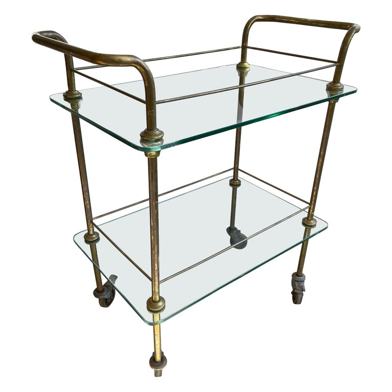 MidCentury Modern Brass Bar Cart at 1stDibs