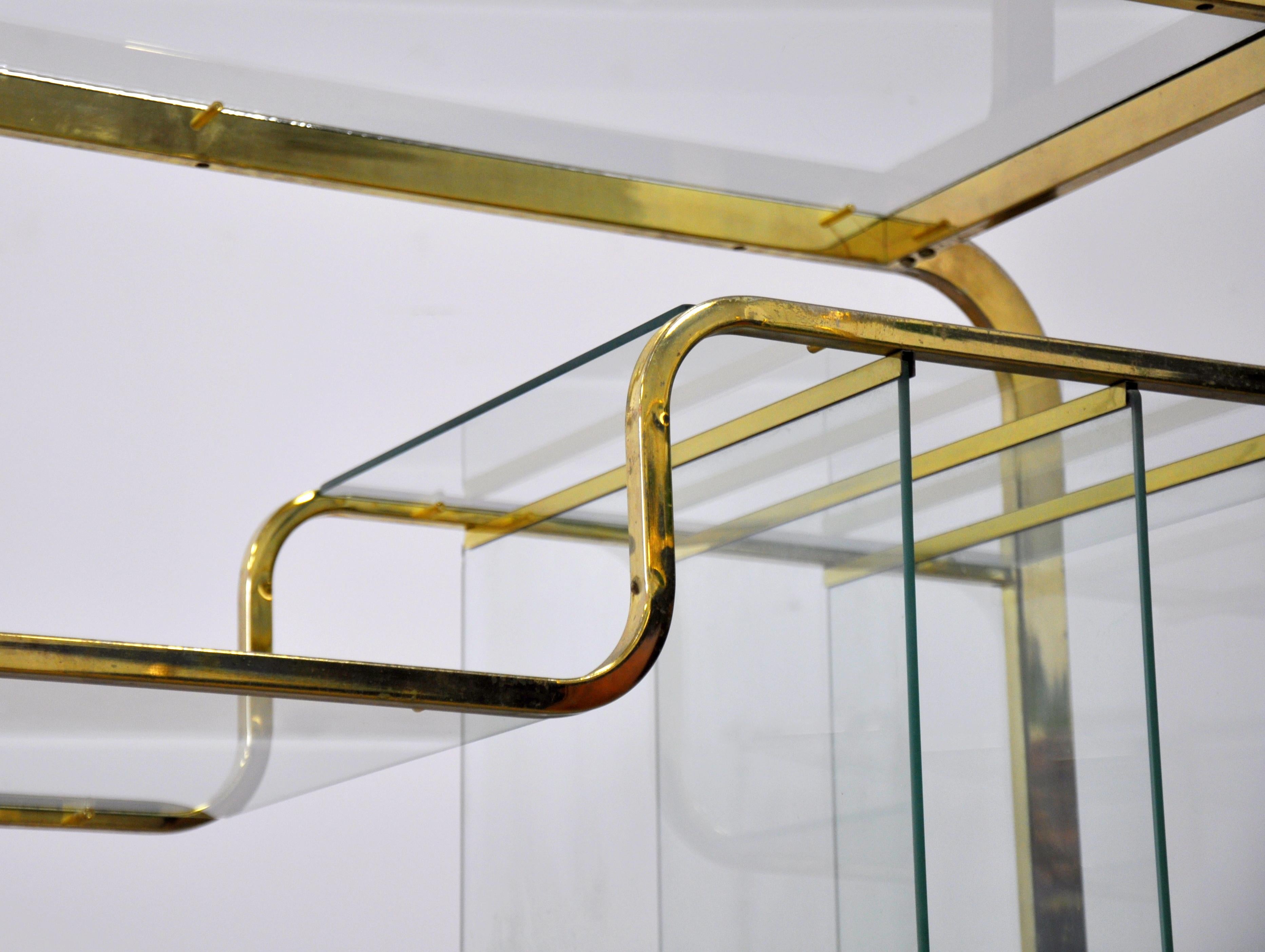 Mid-Century Modern Brass Bar Cart Milo Baughman Style 5