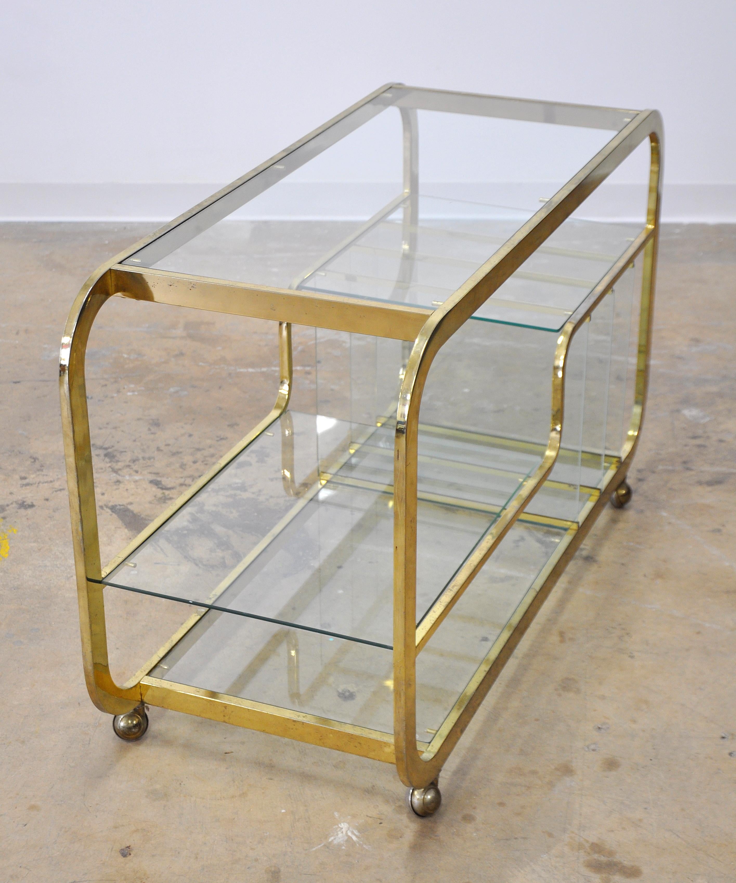 Mid-Century Modern Brass Bar Cart Milo Baughman Style 7