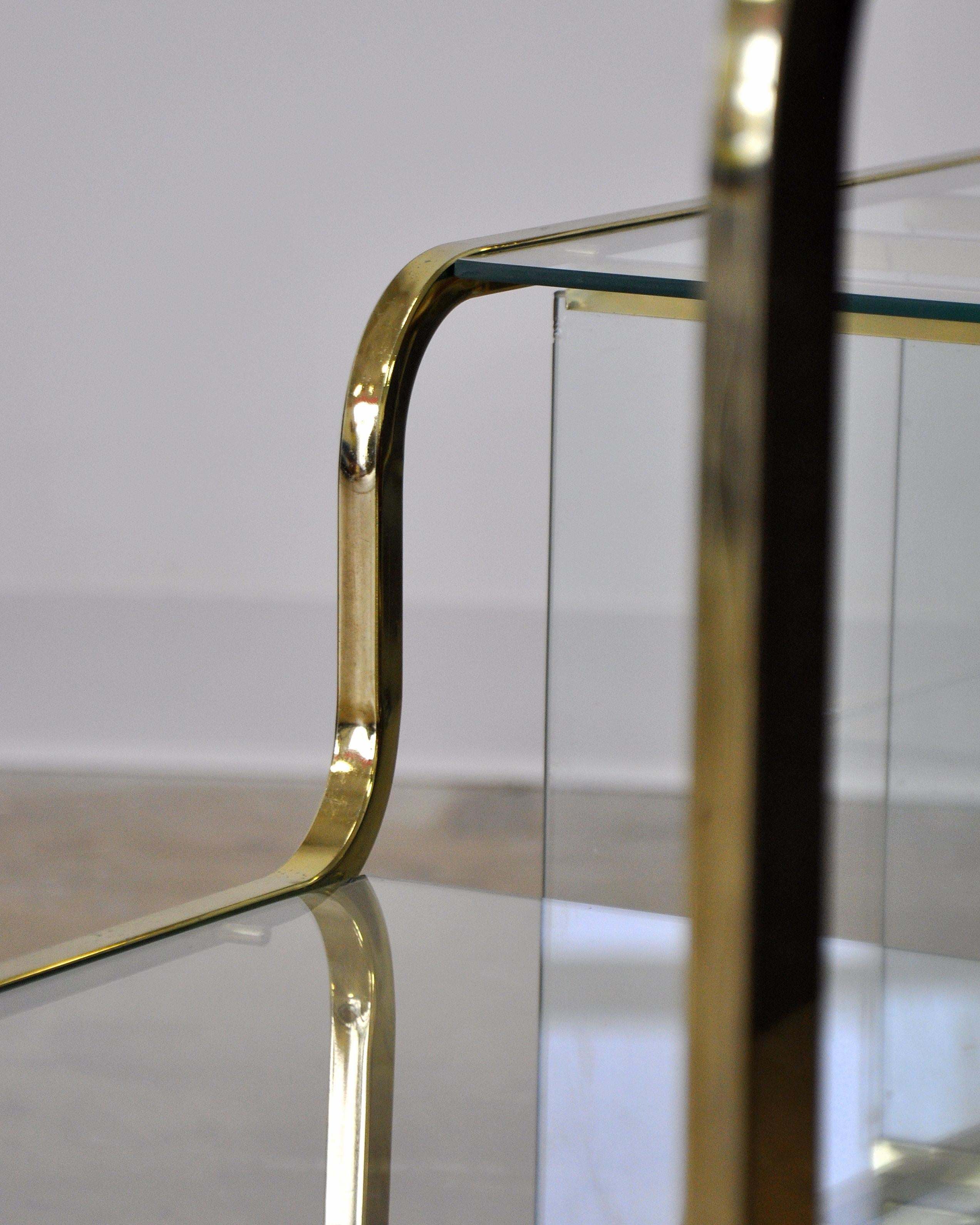 Mid-Century Modern Brass Bar Cart Milo Baughman Style 9