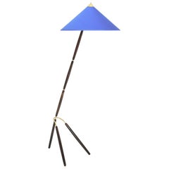 Moderne Mid-Century-Stehlampe aus Messing aus Buche, Vintage, Giuseppe Ostuni, Italien, ca. 1949