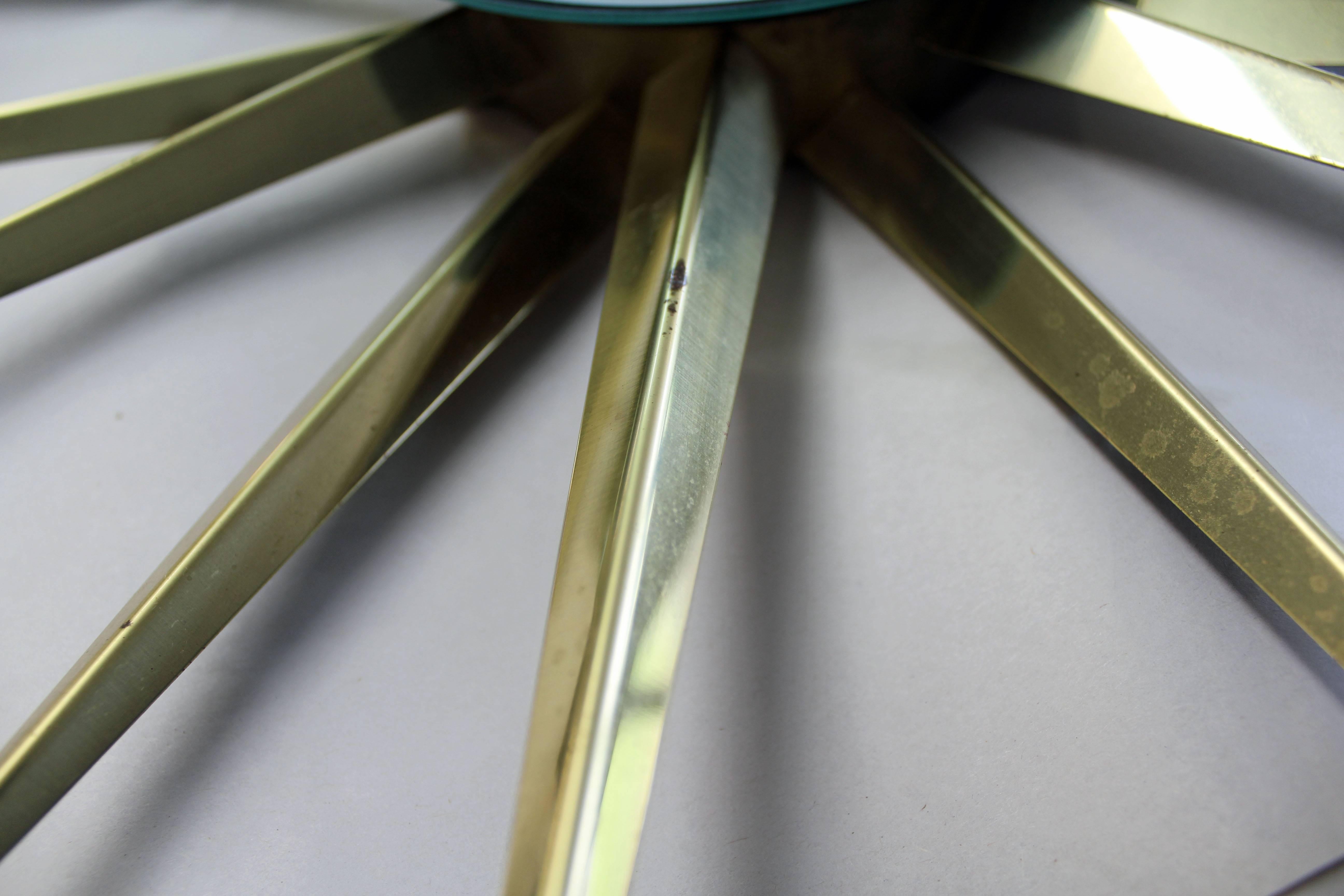 Mid-Century Modern Brass Beveled Sunburst Mirror 1