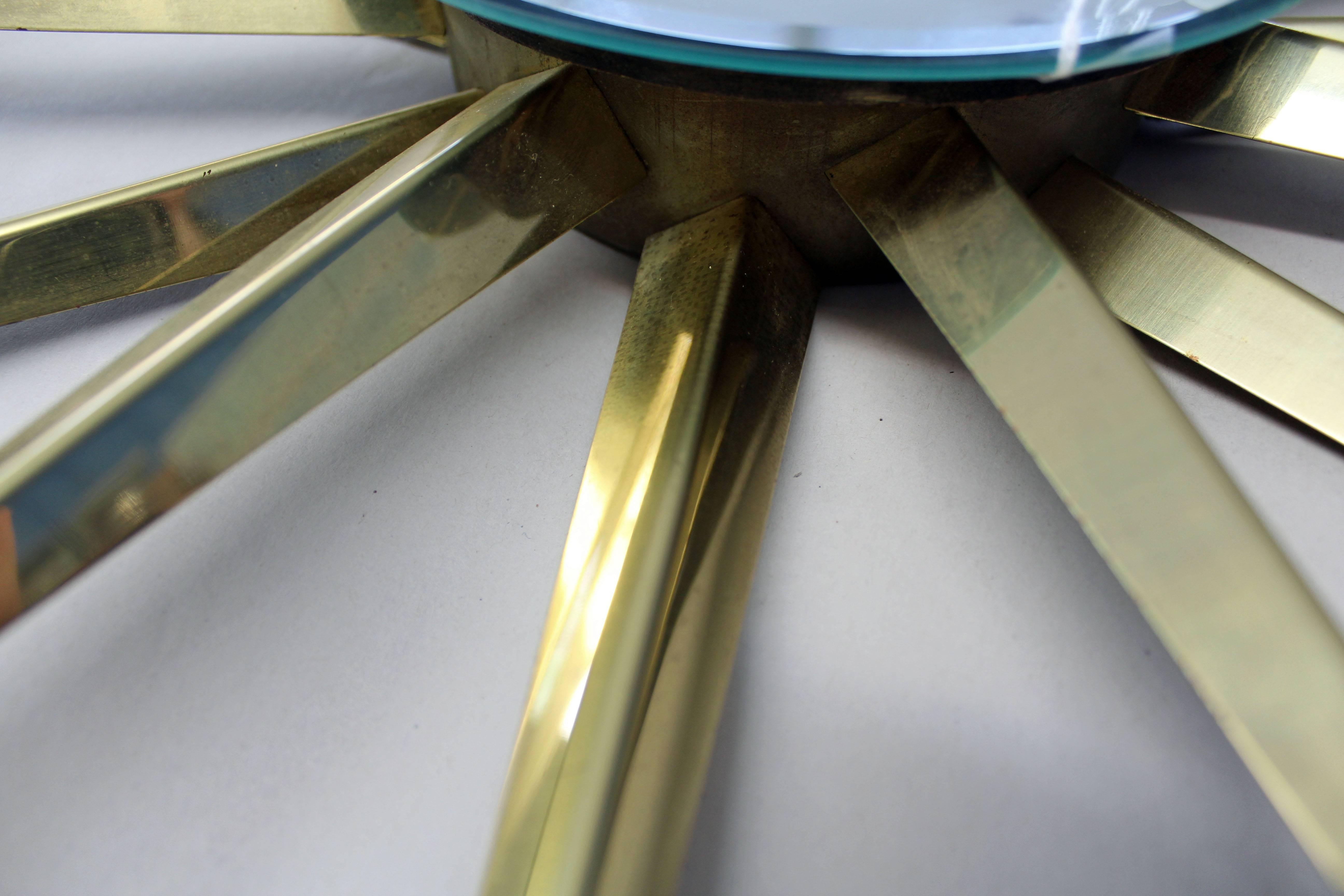 Mid-Century Modern Brass Beveled Sunburst Mirror 2