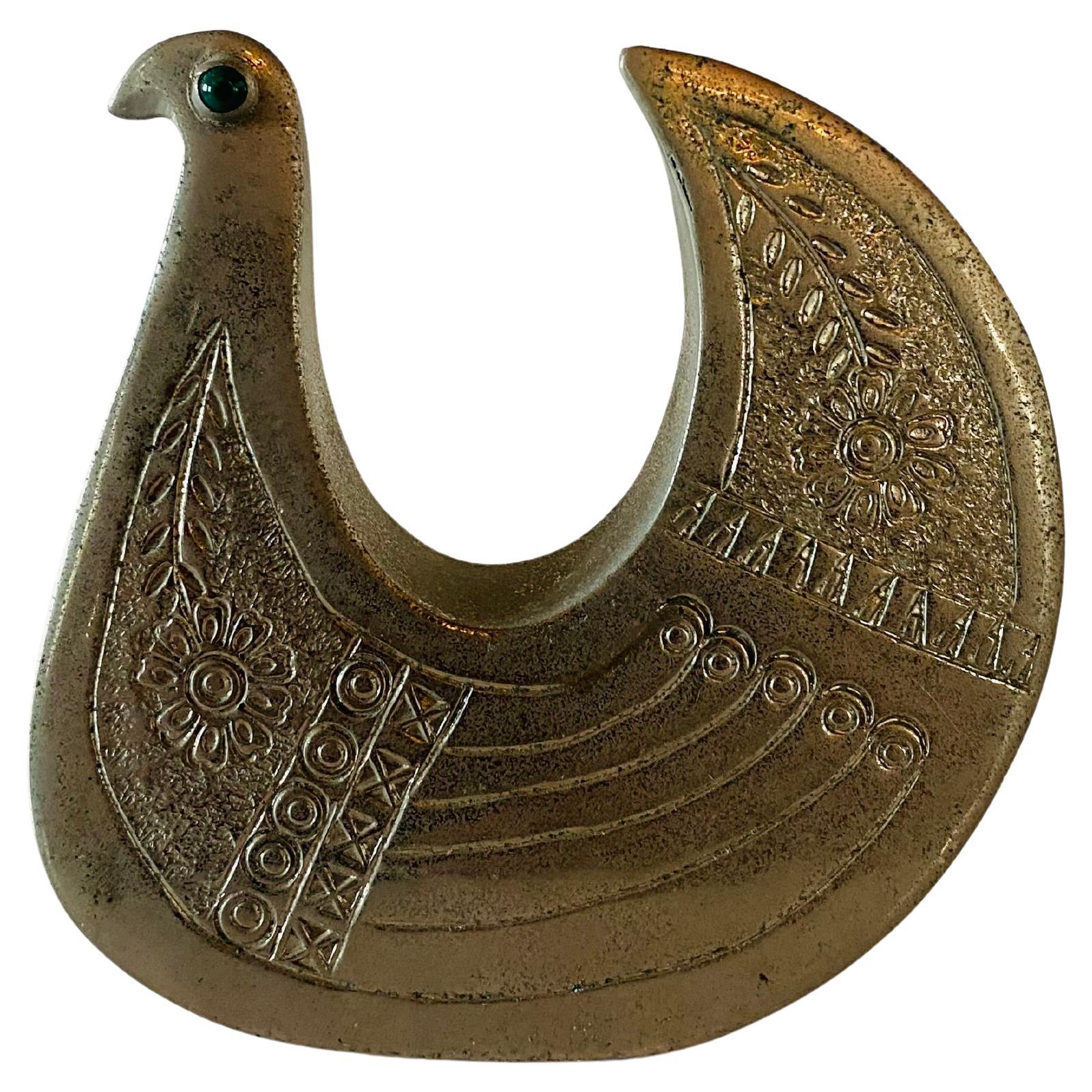 Mid-Century Modern Brass Bird Sculpture by Joaquin Tinta, Ecuador