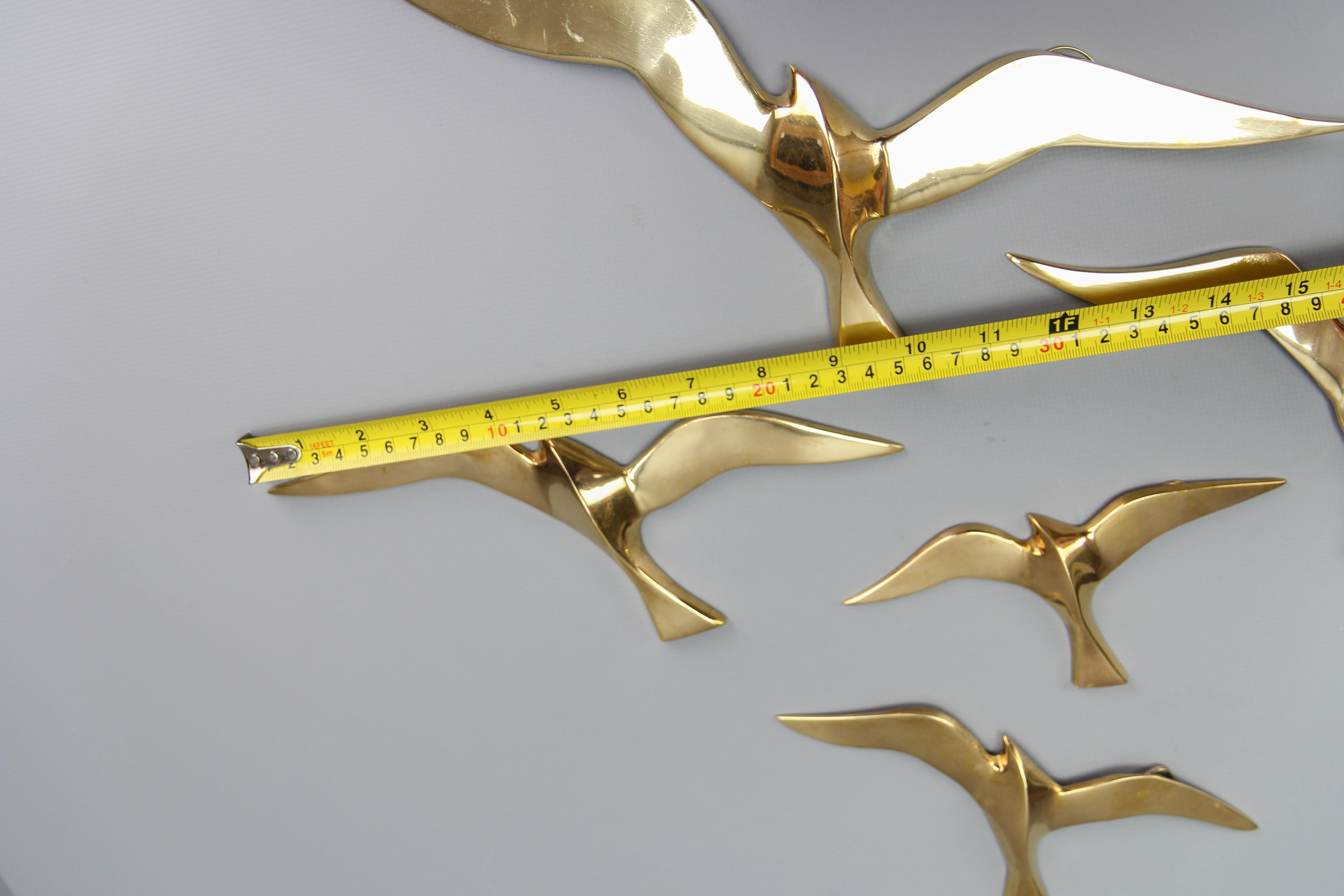 Mid-Century Modern Brass Bird Wall-Mounted Figures, Set of Five For Sale 8