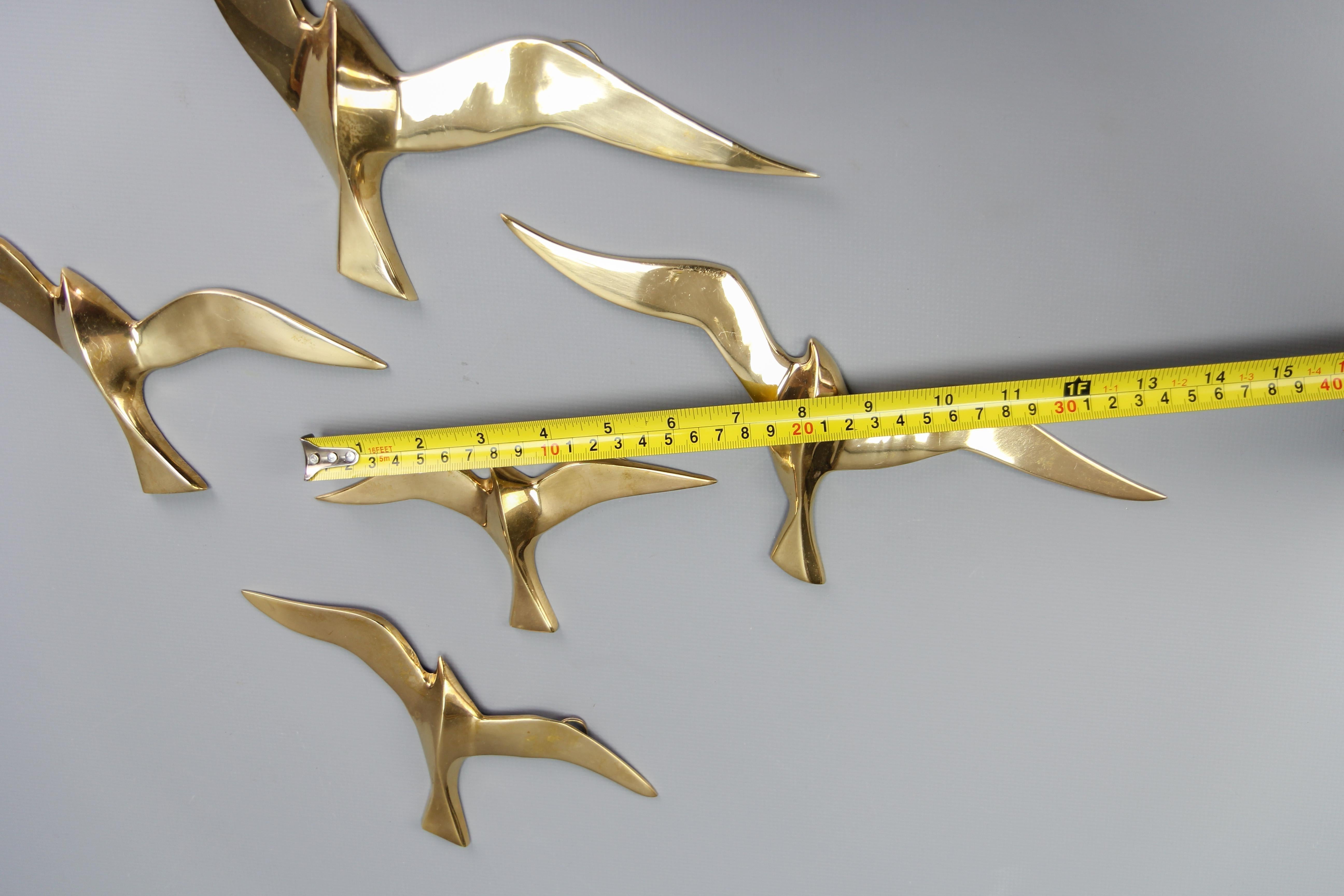 Mid-Century Modern Brass Bird Wall-Mounted Figures, Set of Five For Sale 10