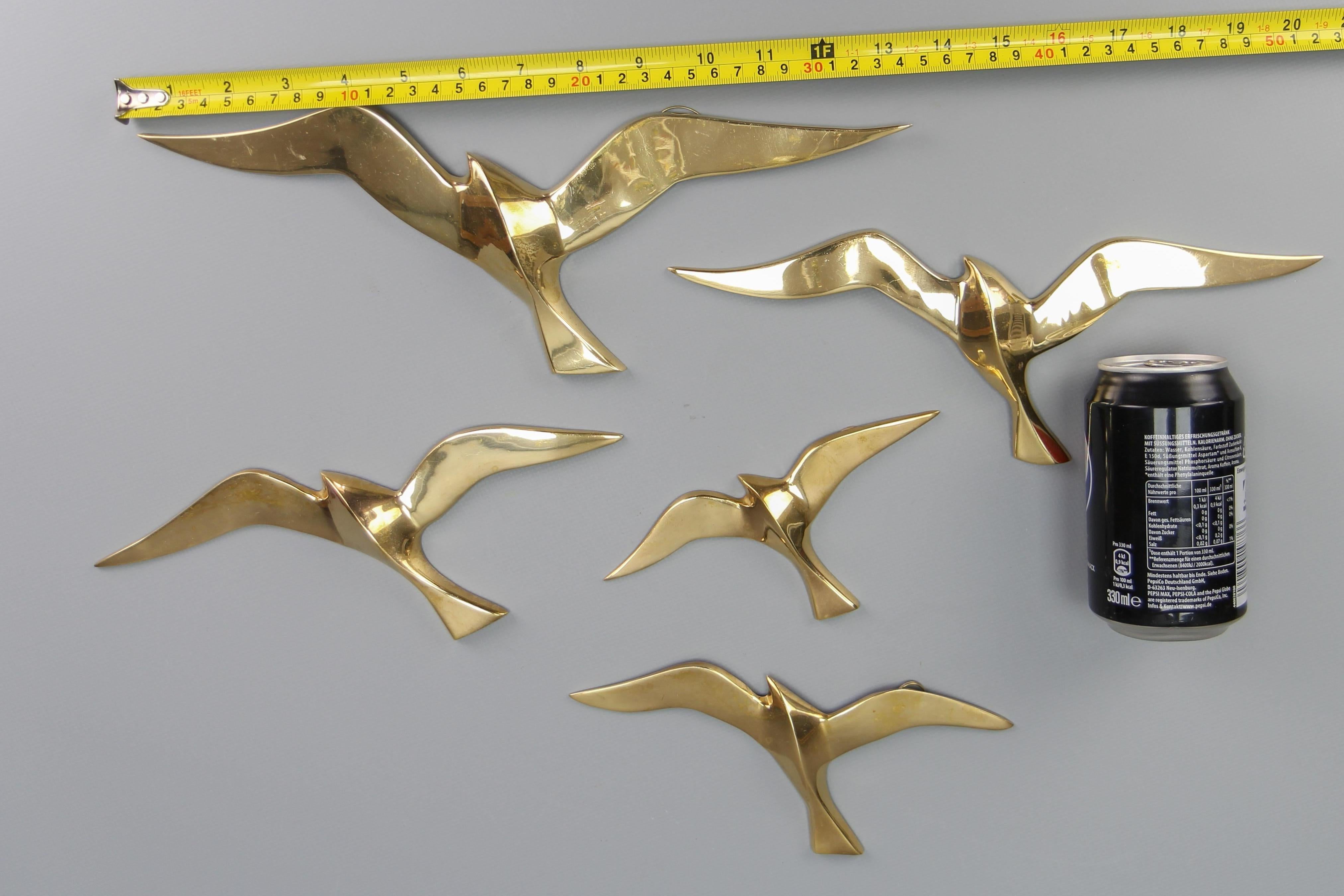 Mid-Century Modern Brass Bird Wall-Mounted Figures, Set of Five For Sale 15