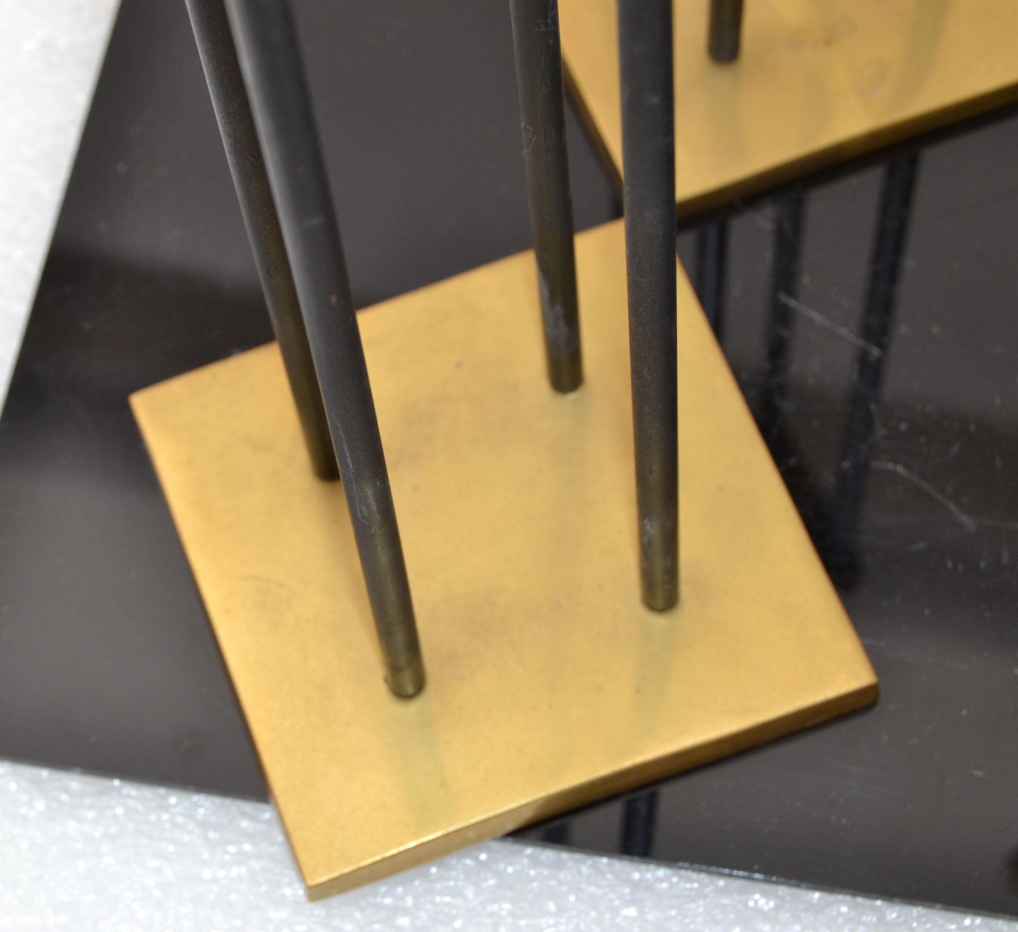 Mid-Century Modern Brass & Black Enamel Candle Holders, Candlesticks, Set of 3  For Sale 6