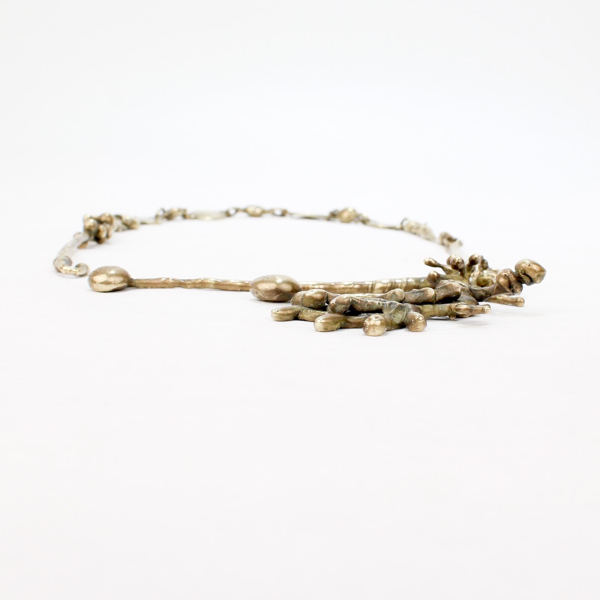 Mid-Century Modern Brass Brutalist Necklace For Sale 4