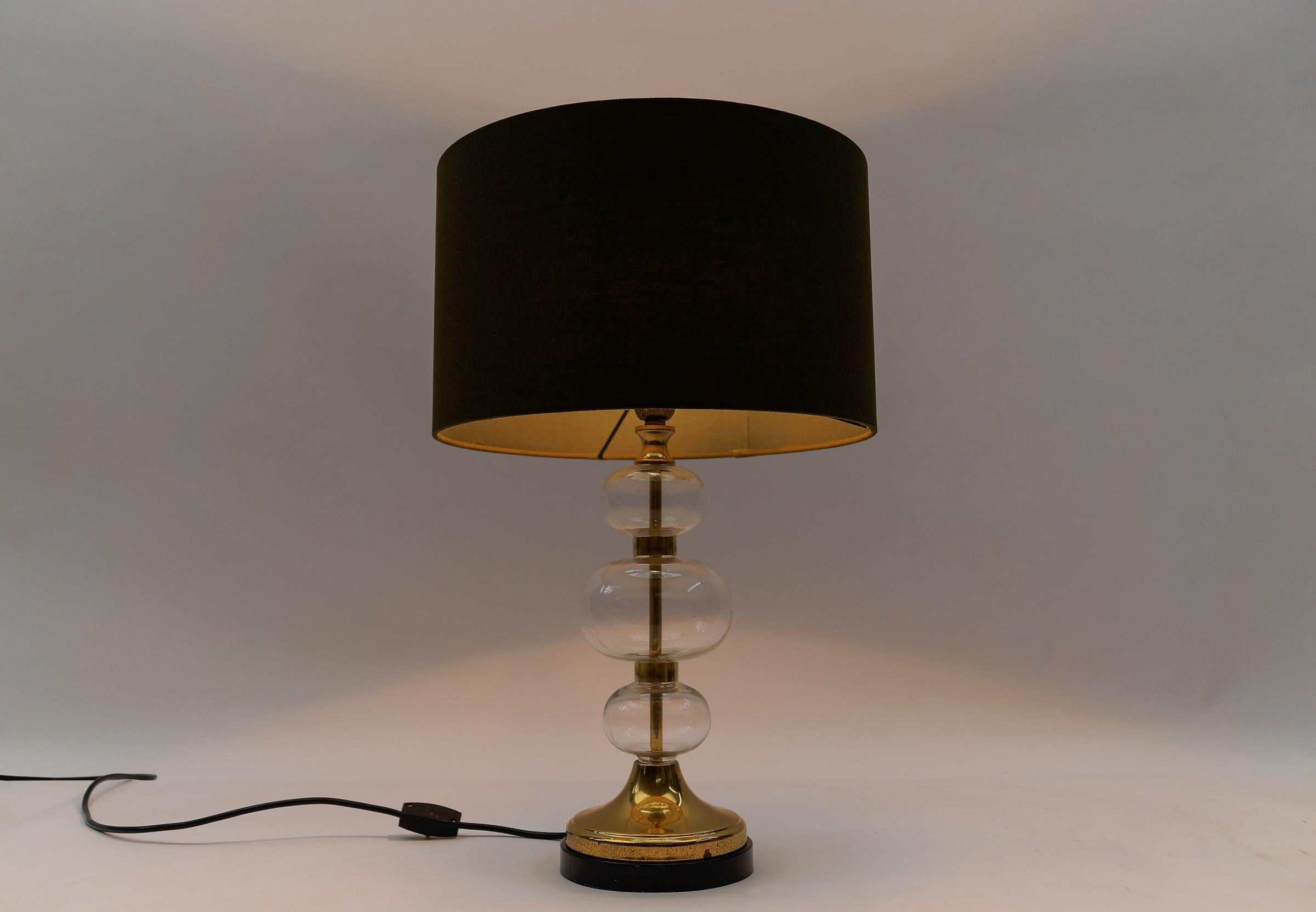 Mid-Century Modern Mid Century Modern Brass & Bubble Glass Table Lamp Base, 1960s Germany  Dimensio For Sale