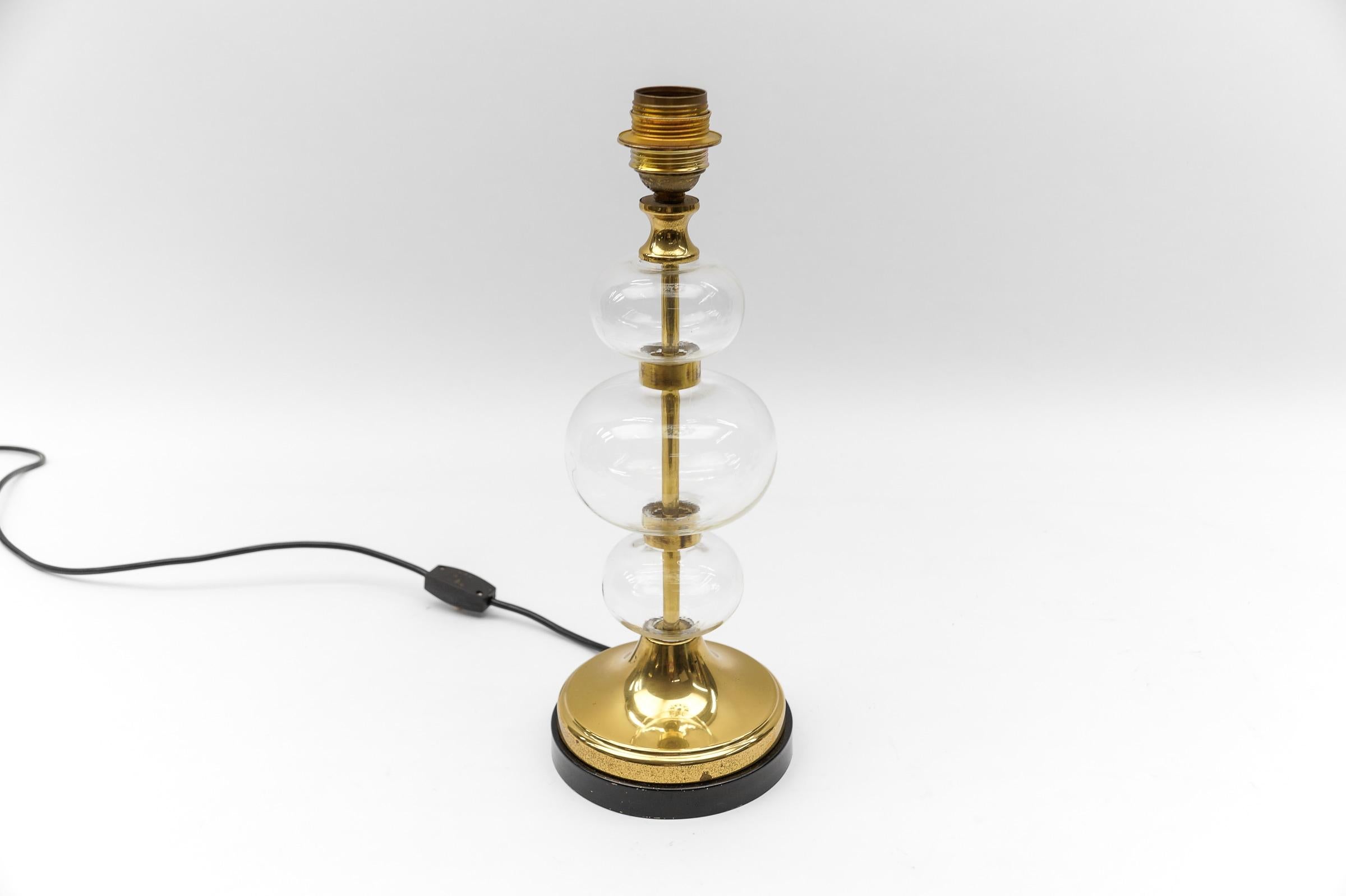Mid Century Modern Brass & Bubble Glass Table Lamp Base, 1960s Germany  Dimensio For Sale 1