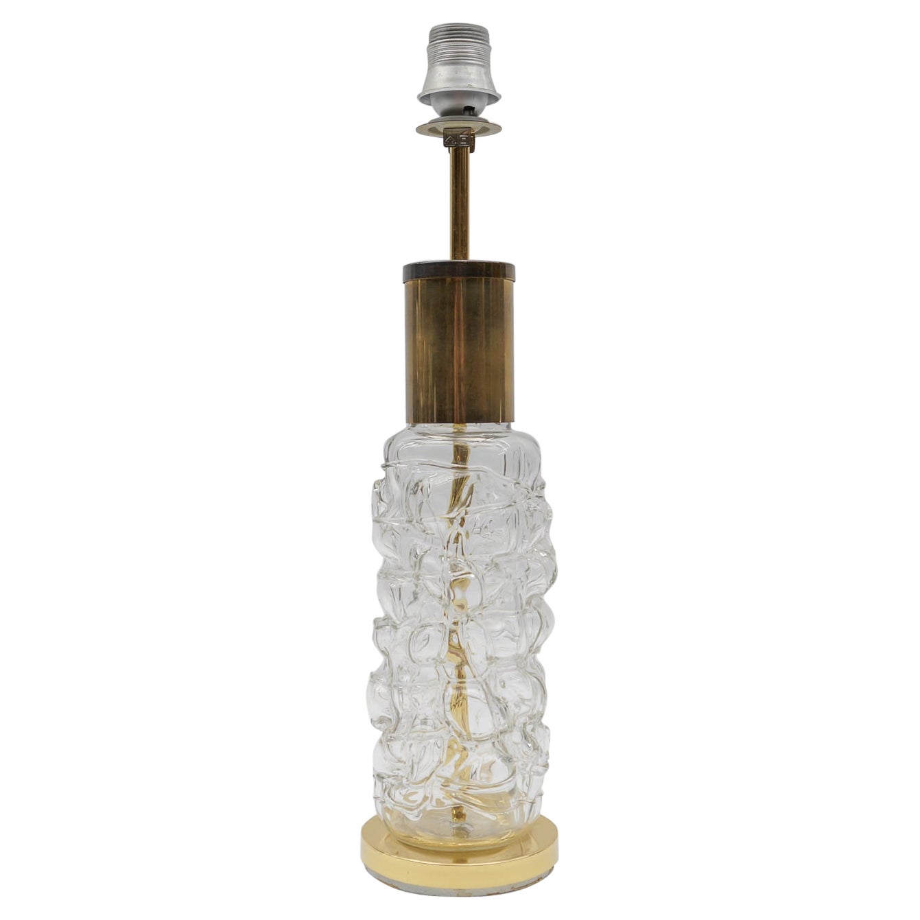 Mid Century Modern Brass & Bubble Glass Table Lamp Base, 1960s Germany