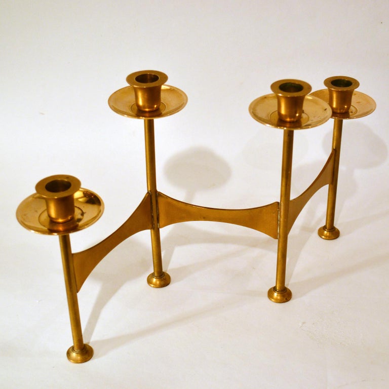 MidCentury Modern Brass Candelabra for Four Candles at 1stDibs
