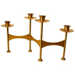 Mid-Century Modern Brass Candelabra for Four Candles