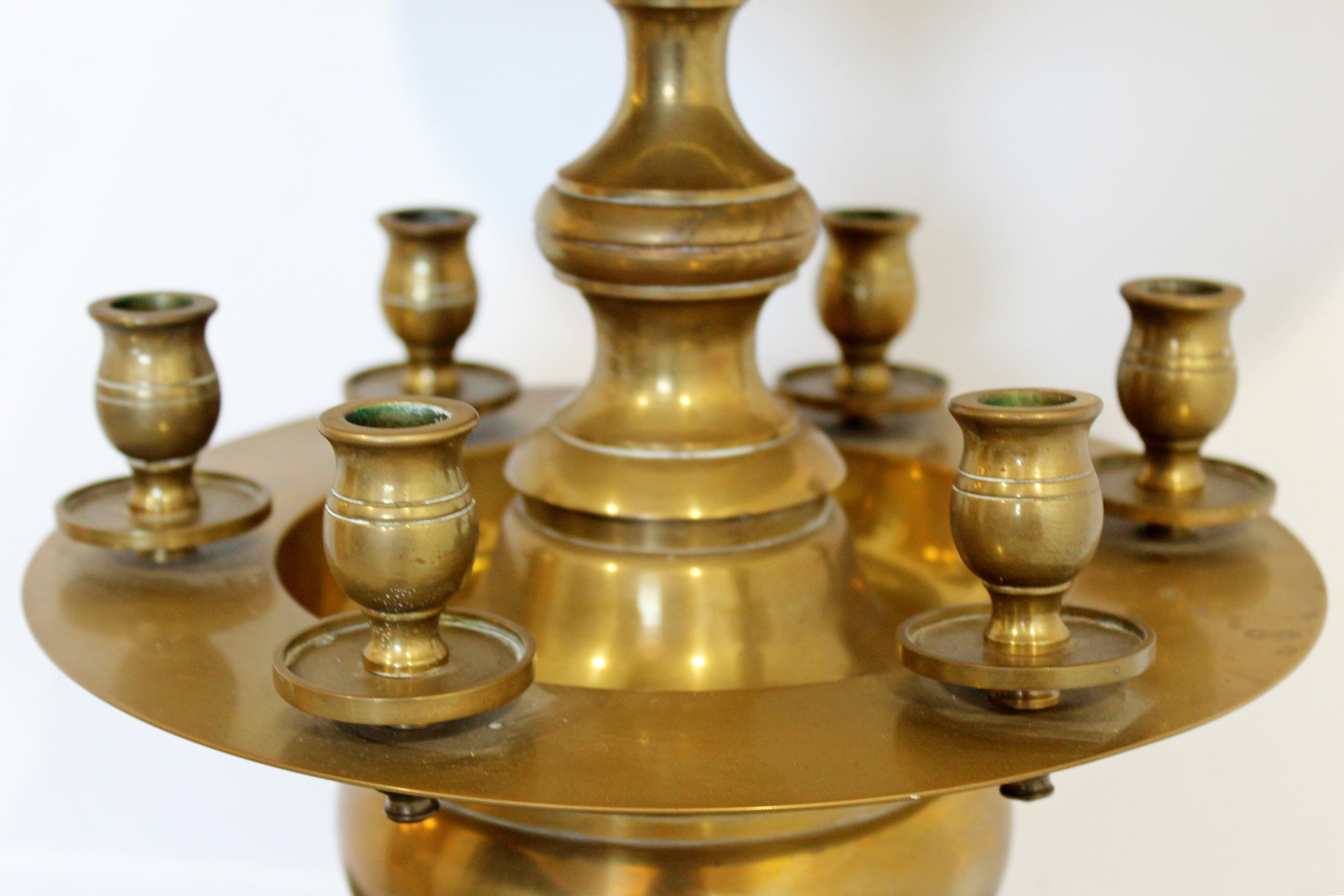 Mid-Century Modern Brass Candelabra Table Lamp by Chapman, 1970s For Sale 1