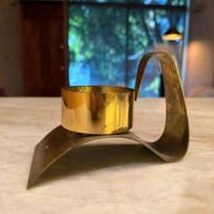 Mid-Century Modern Brass Candle Holder Carl Aubock Era