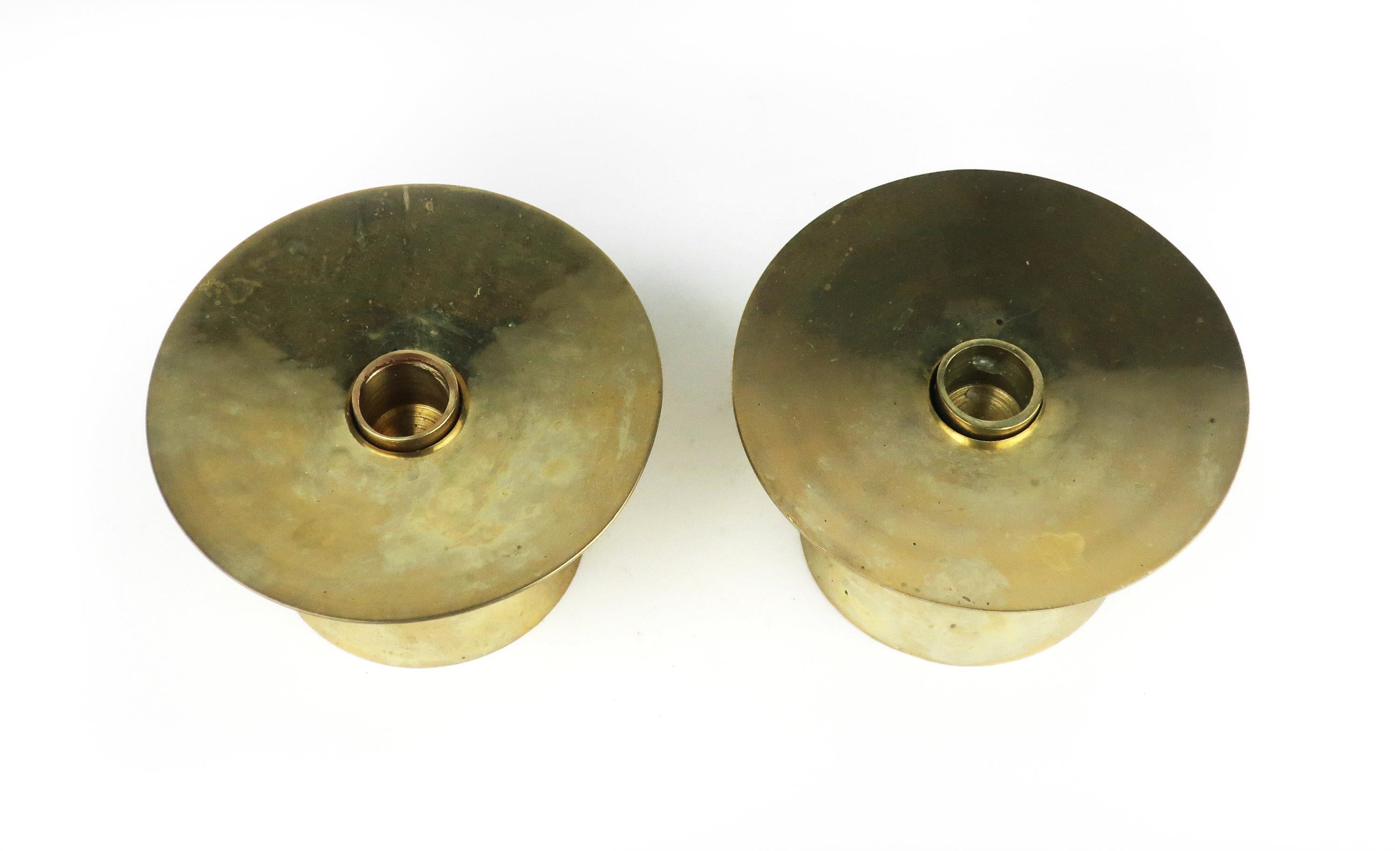 Mid-Century Modern Brass Candleholders In Good Condition In Brooklyn, NY