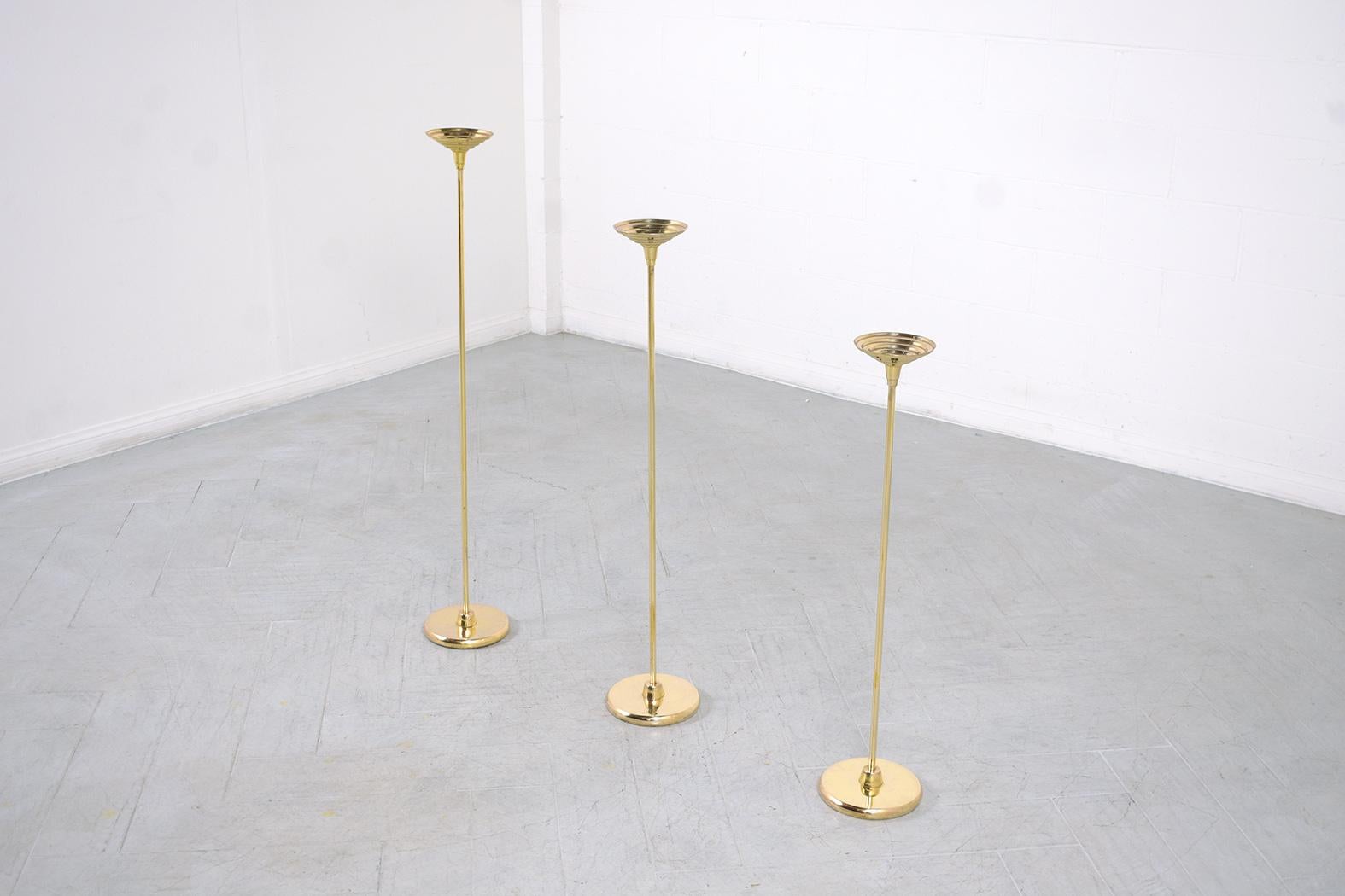 Mid-Century Modern Brass Candle Holders In Good Condition For Sale In Los Angeles, CA