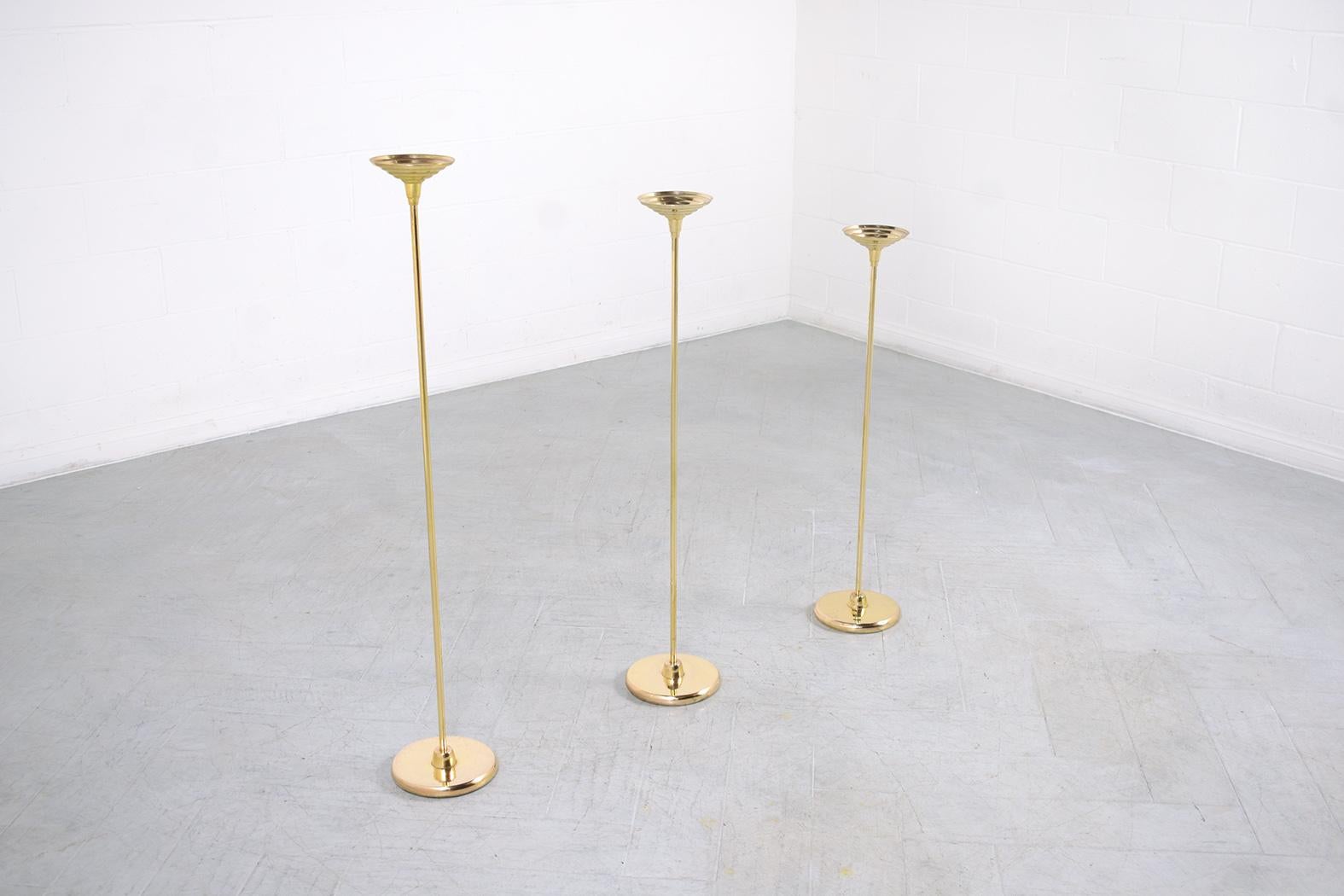 Mid-20th Century Mid-Century Modern Brass Candle Holders For Sale