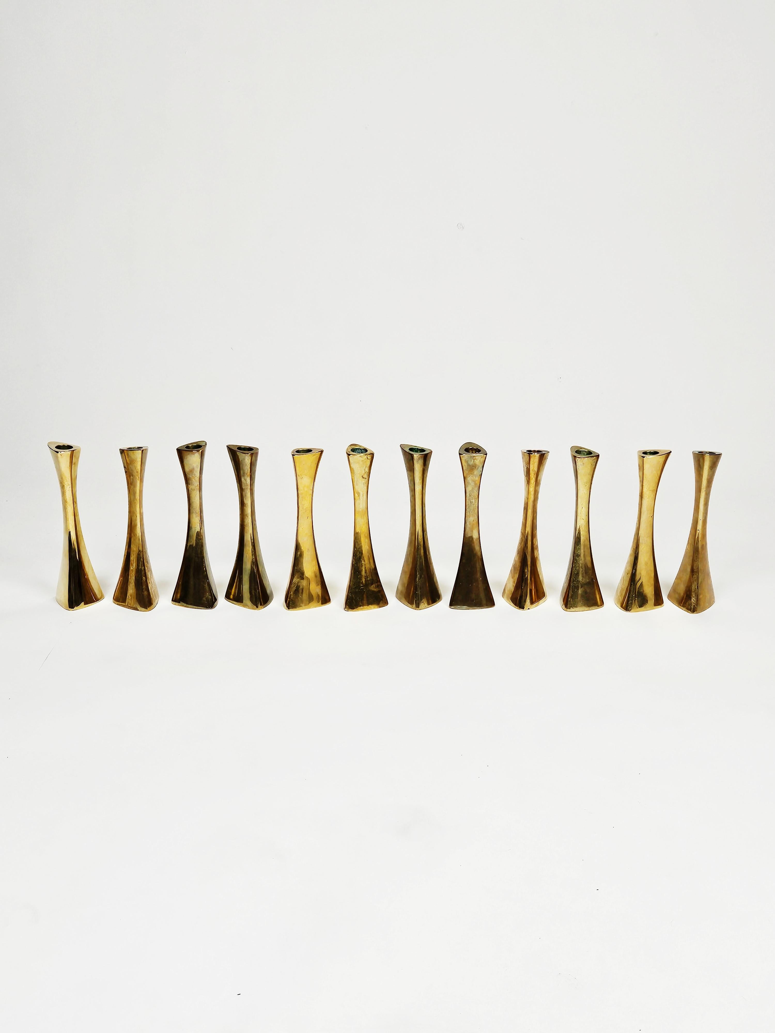 Scandinavian Modern Mid century modern brass candlesticks by K-E Ytterberg, Sweden, 1960s For Sale