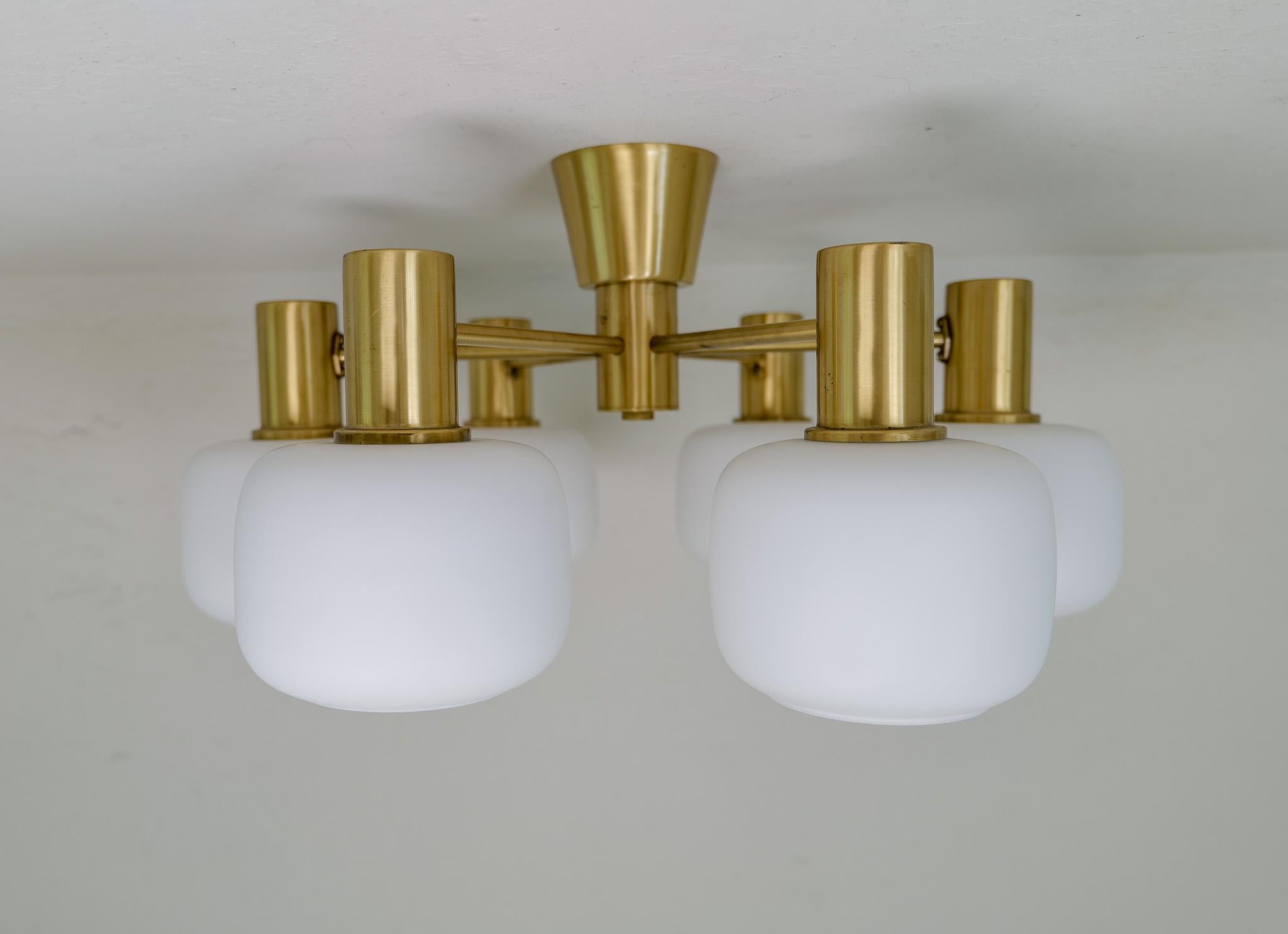 Swedish Mid-Century Modern Brass Ceiling Fixture ASEA Sweden, 1950s For Sale