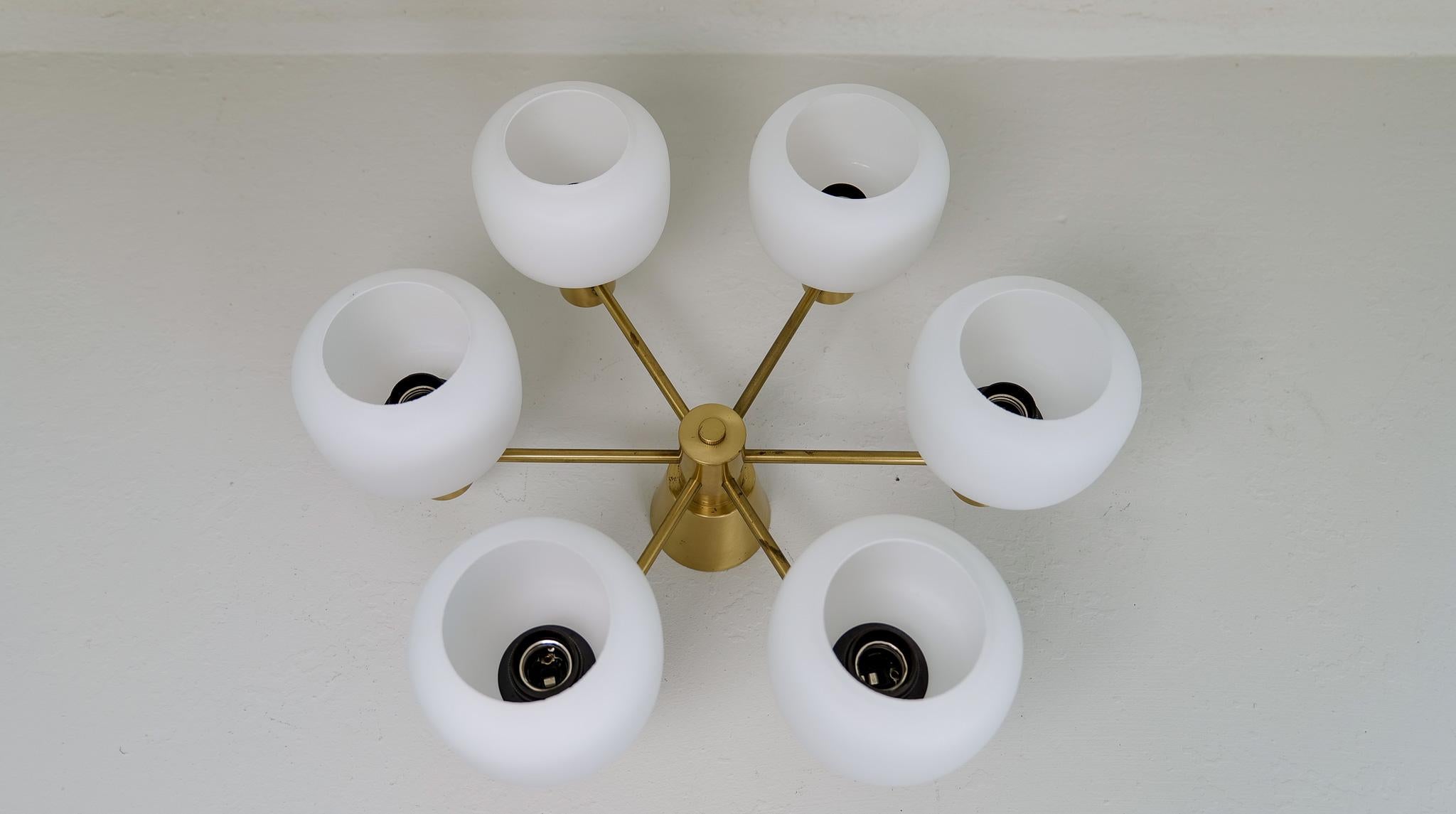 Mid-Century Modern Brass Ceiling Fixture ASEA Sweden, 1950s For Sale 2