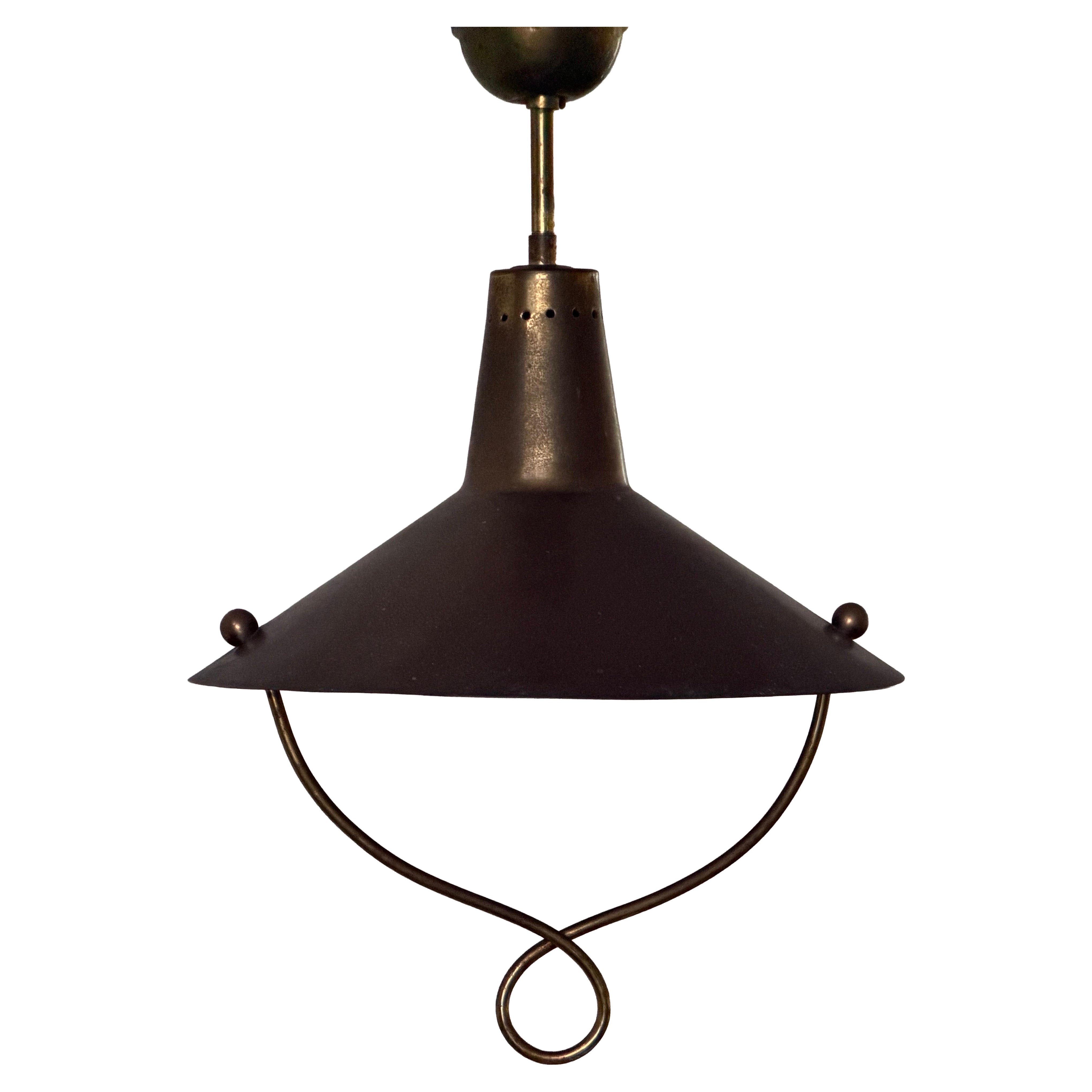 Mid-Century Modern Brass Ceiling Lamp, 1950s, Italy