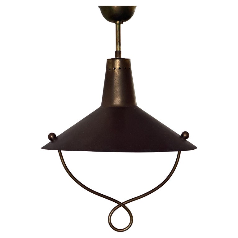 Mid-Century Modern Brass Ceiling Lamp, 1950s, Italy
