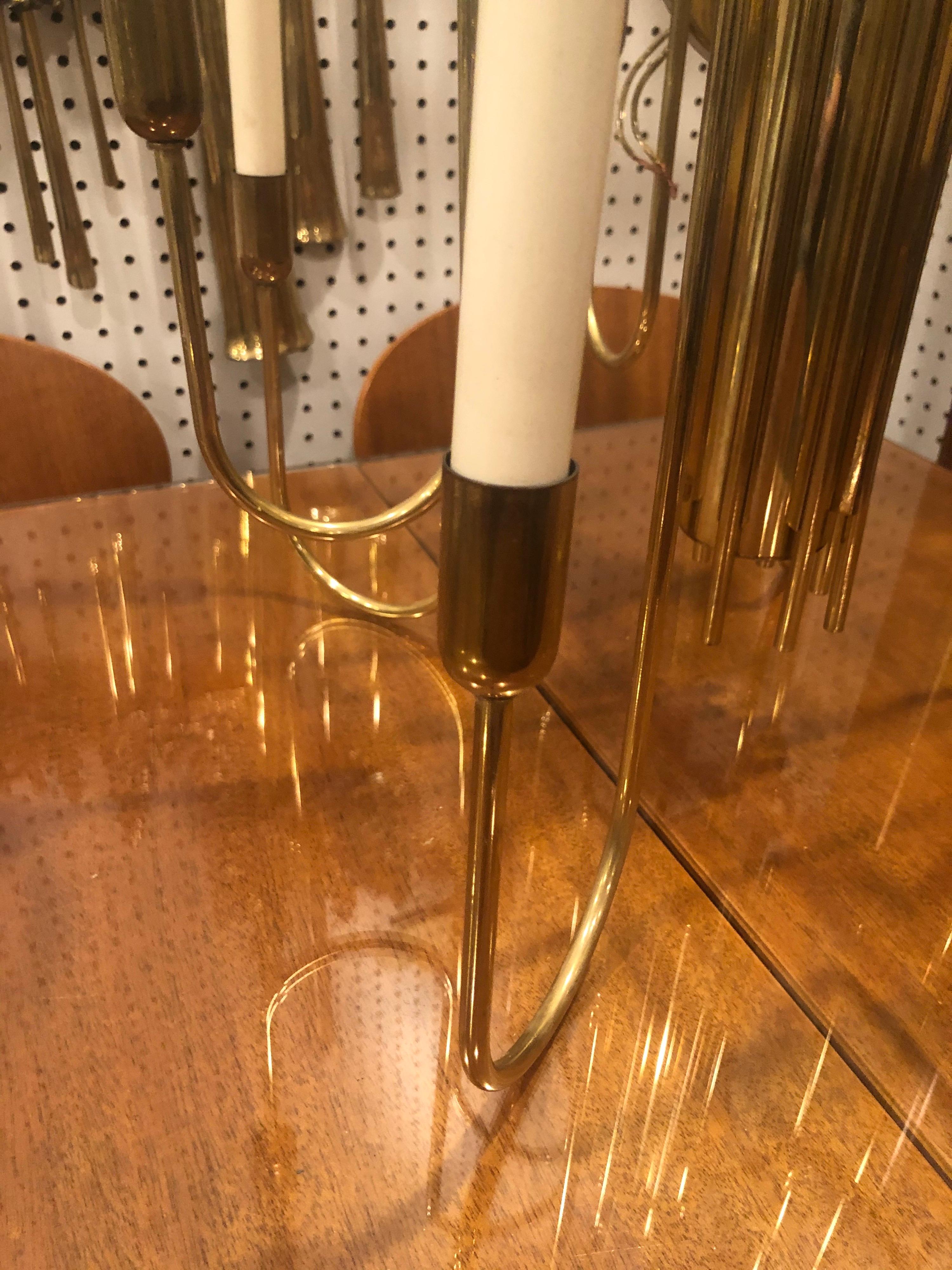 Mid-Century Modern Brass Chandelier Attributed to Tommi Parzinger For Sale 3