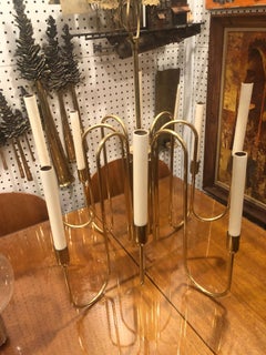 Mid-Century Modern Brass Chandelier Attributed to Tommi Parzinger